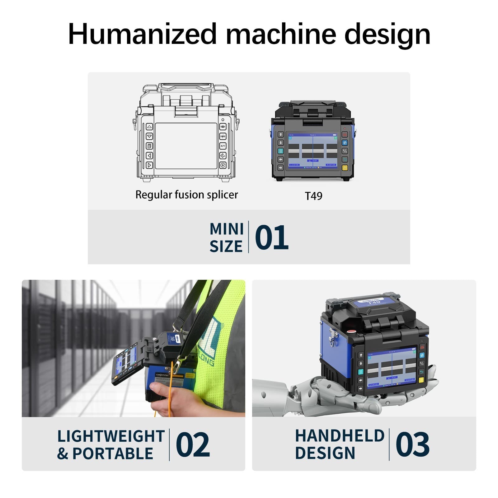 High Quality Fiber Optic Fusion Splicer OrienTek T49 8S Splice, 18s Heat Splicer 6