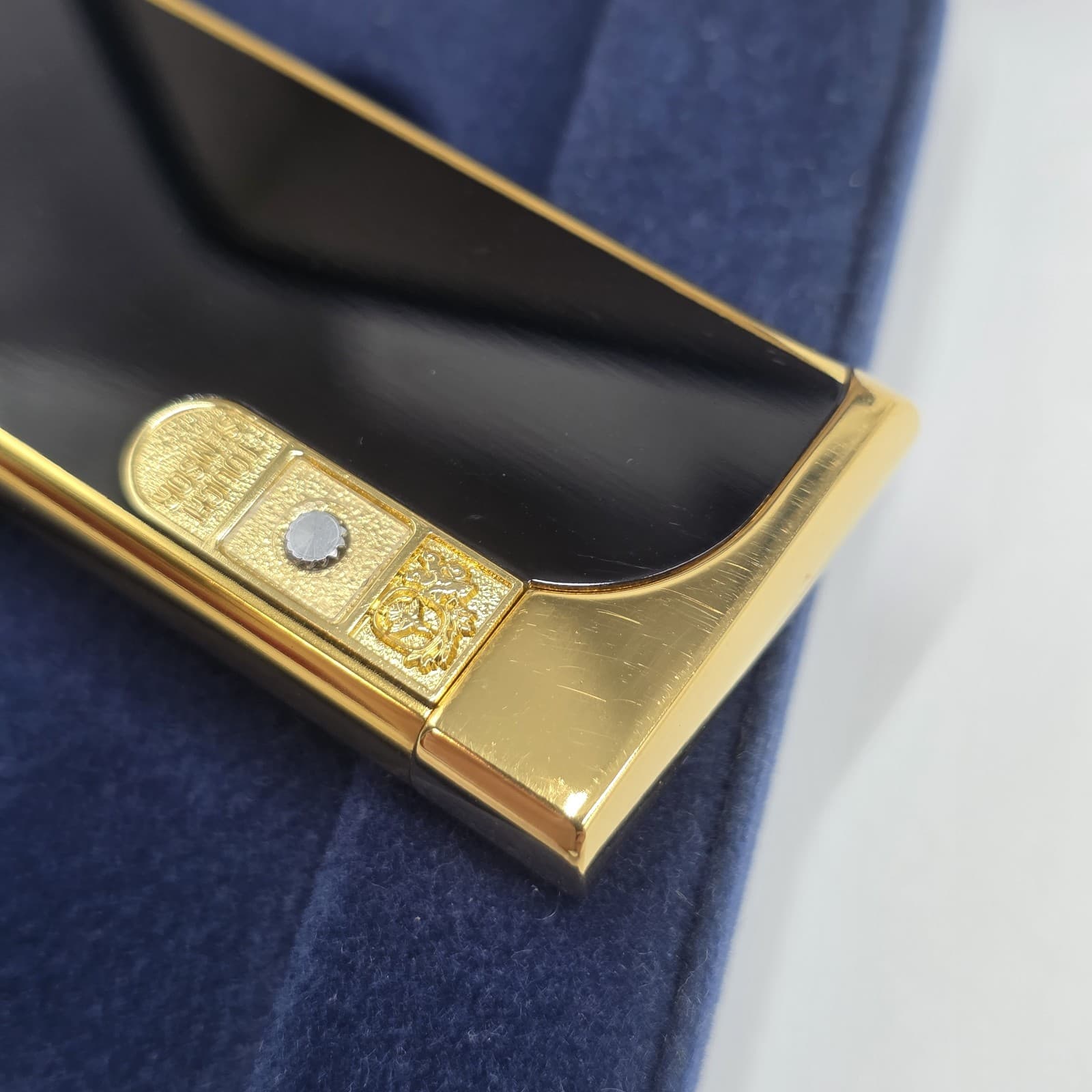 Vintage Colibri Touch Sensor Lighter Black & Gold with Box and Papers Untested 5