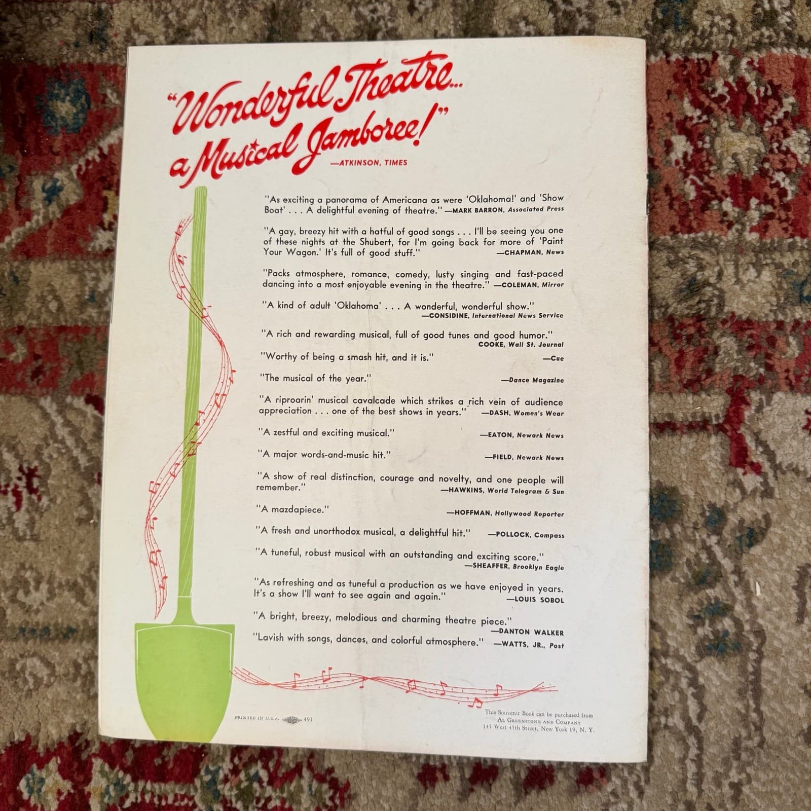 James Barton Paint Your Wagon Original 1951 Broadway Souvenir Theater Program 6