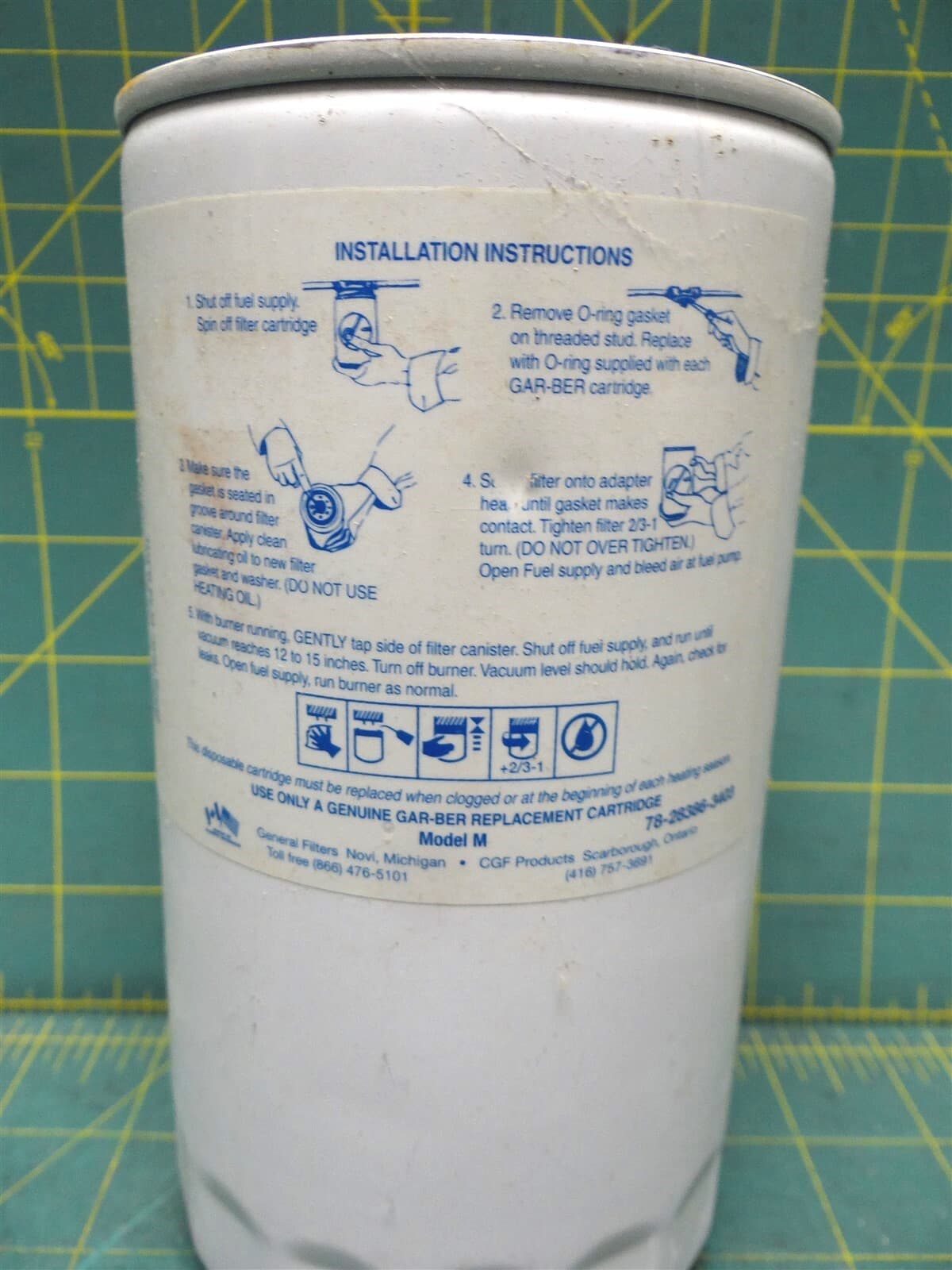 Gar-ber Commercial Spin-On Fuel Oil Filter Replacement Cartridge Model M  3
