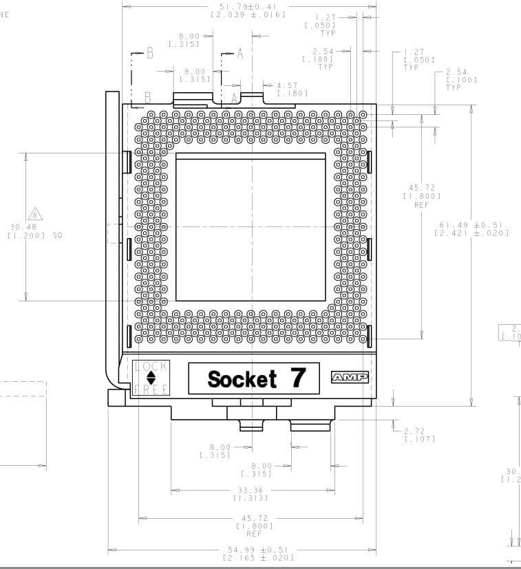 IC Socket , 916657-3 , AMP, 321 (19 x 19) Pos PGA, Socket 7,  Through Hole 5