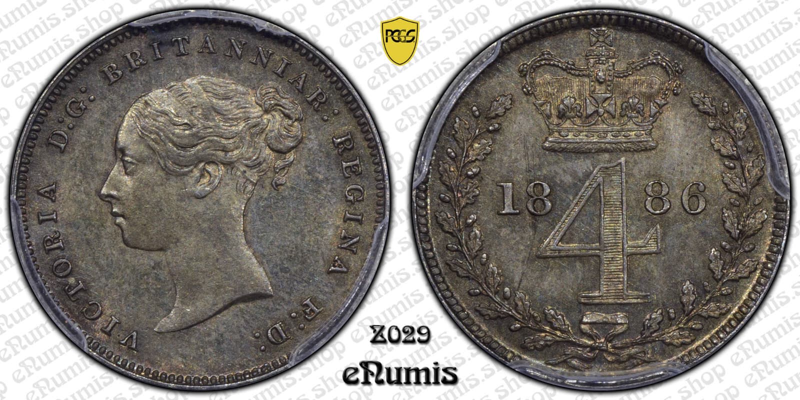 Great Britain, Victoria, Maundy 4 Pence 1886, nicely toned, PCGS PL 64 2