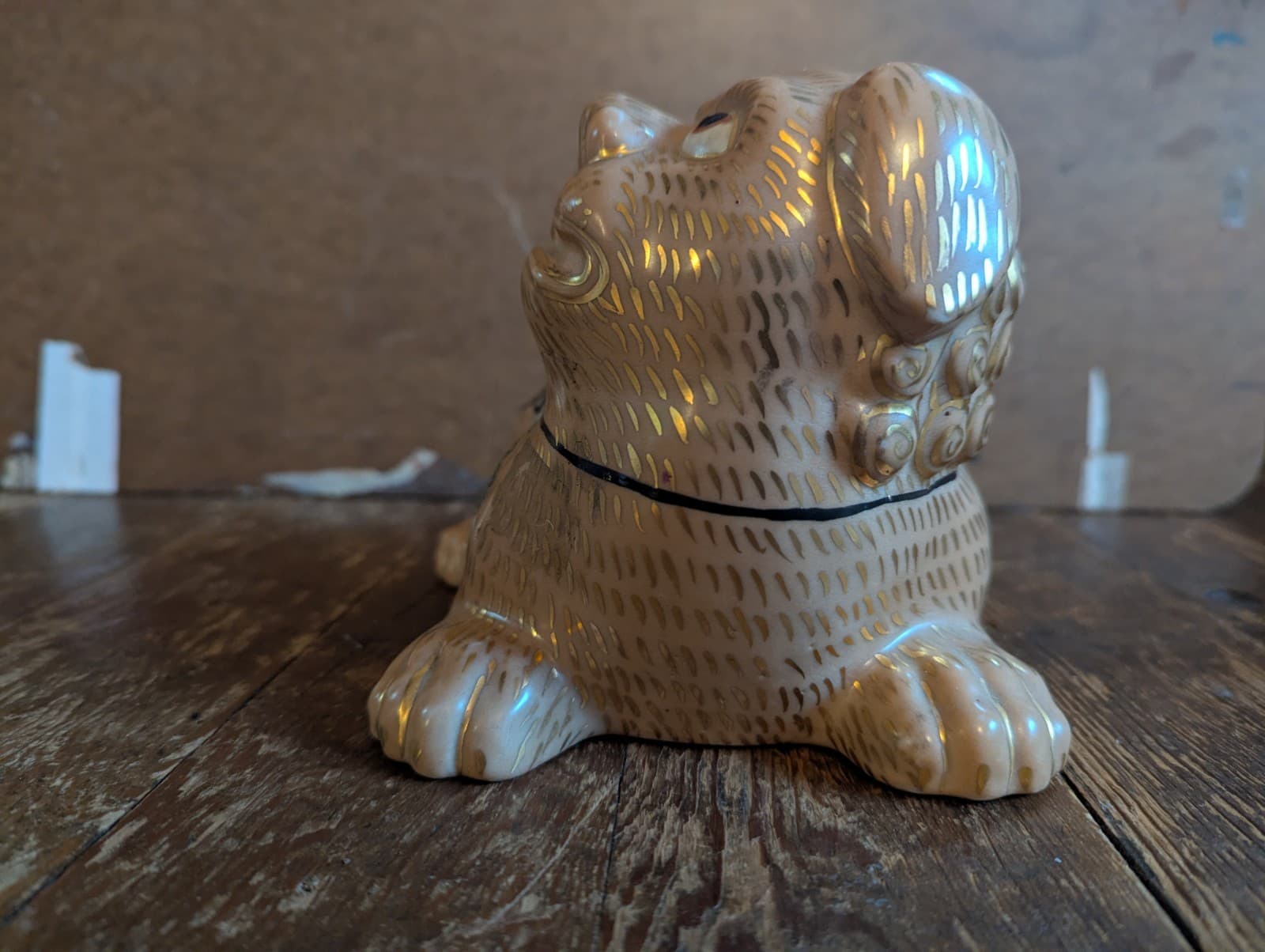 Vintage Foo Dog Inkwell Chinese Ceramic Porcelain  2