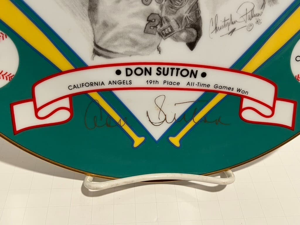 Hand Signed Don Sutton Hackett American 1986 Great Event 300 Wins Ceramic Plate 2