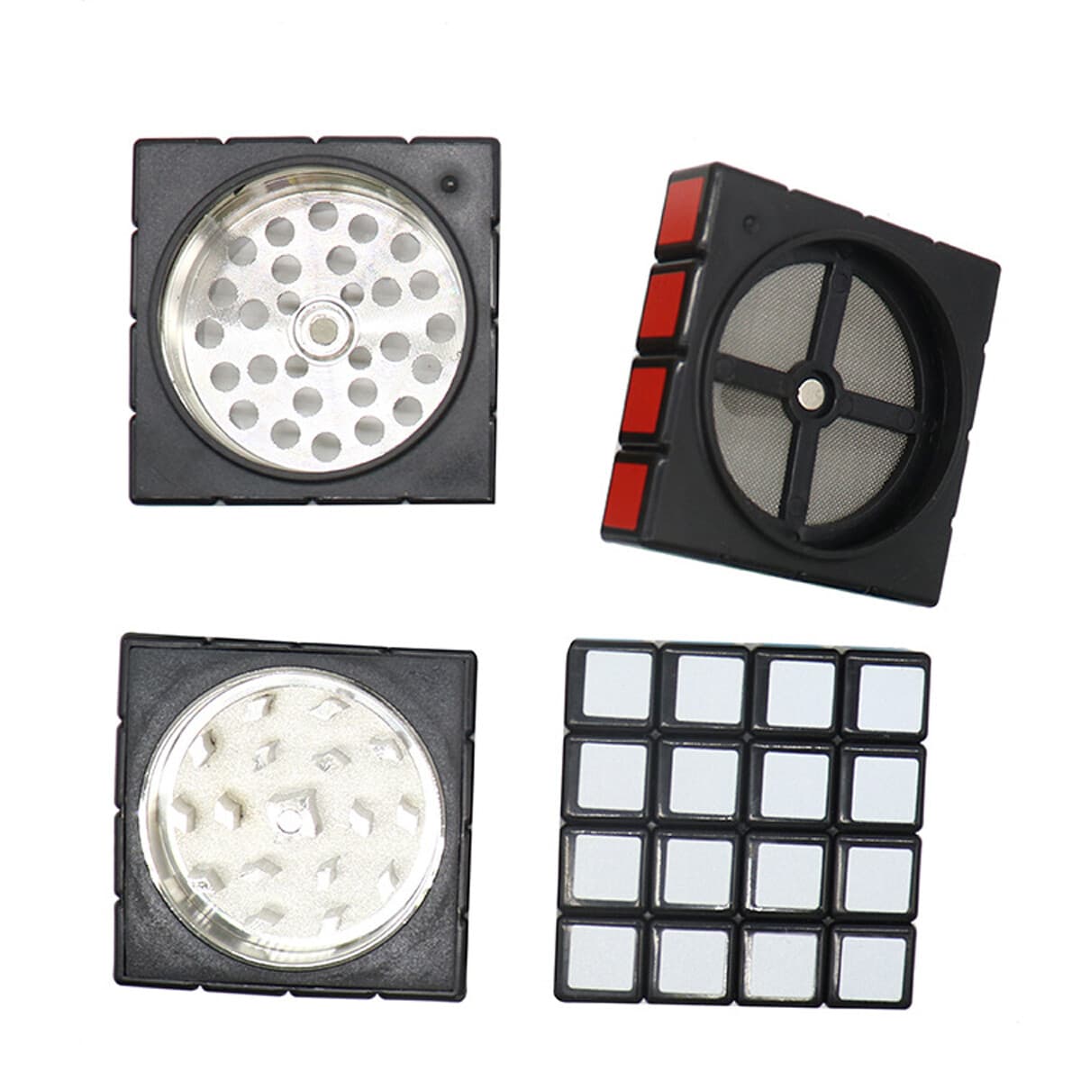 2.3" 4 PC Cube Shape Aviation Tobacco Grinder Herb Spice Smoke Crusher US 4