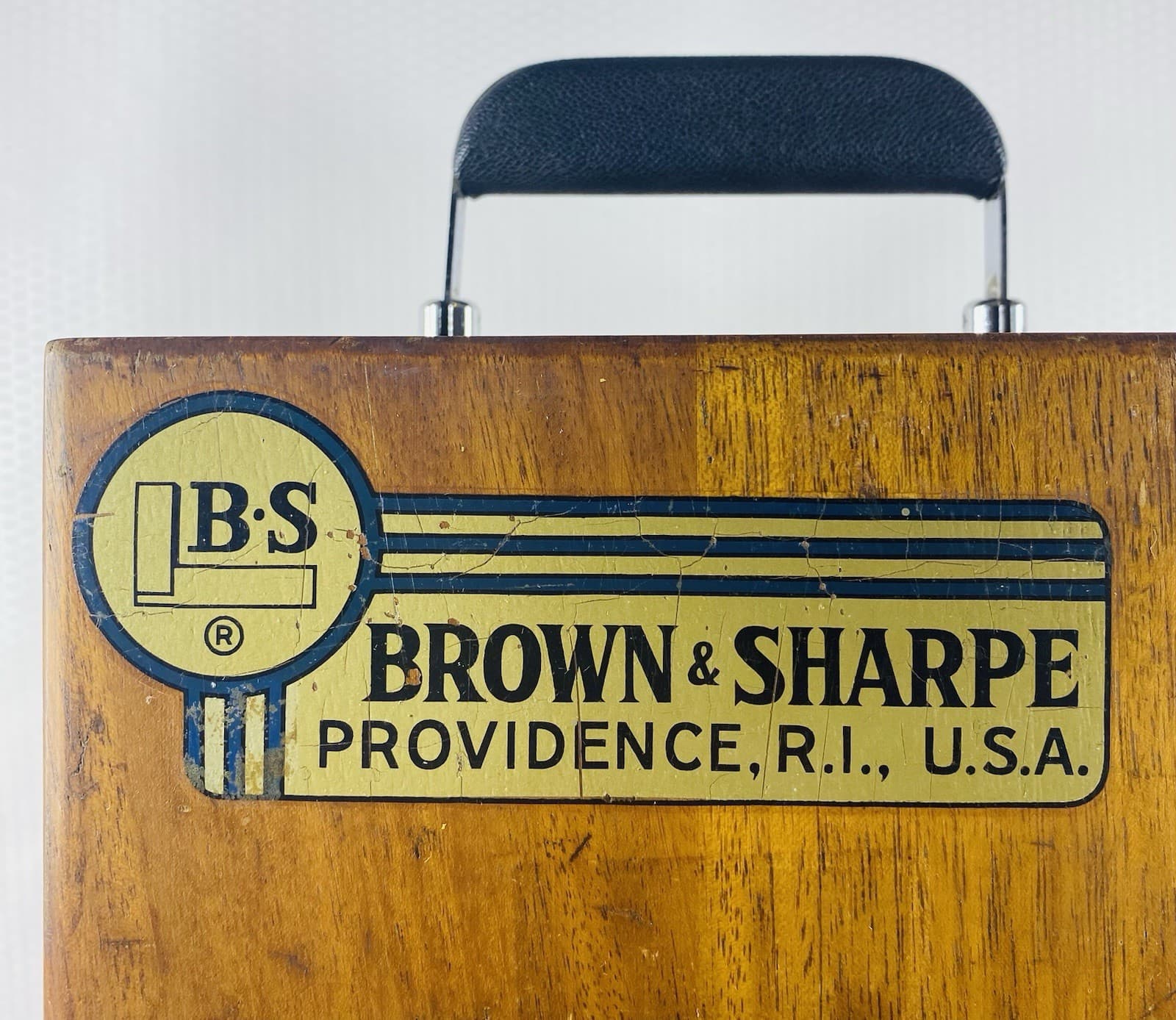Vtg Brown & Sharpe Precision Center Wooden Box w/Handle EMPTY! 2