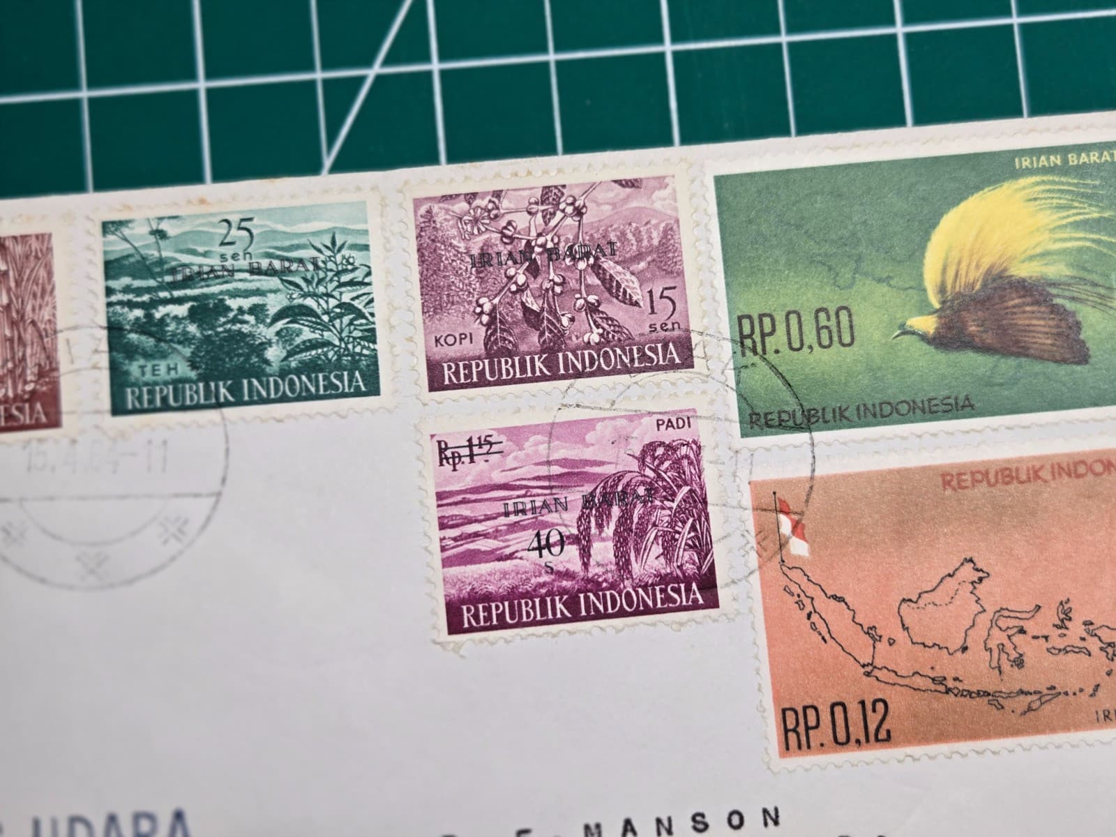 1964 Indonesia Airmail Cover To USA With Irian Barat Bird Map Agricultural Stamp 3