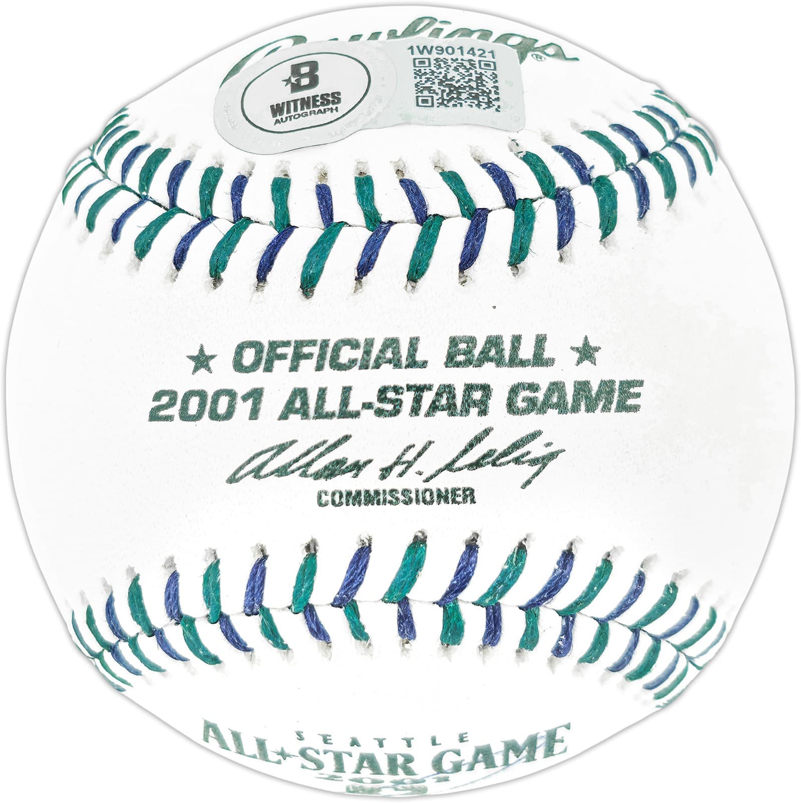 Ken Griffey Jr. Auto Official 2001 ASG Logo Game Baseball Mariners Beckett Wit 2
