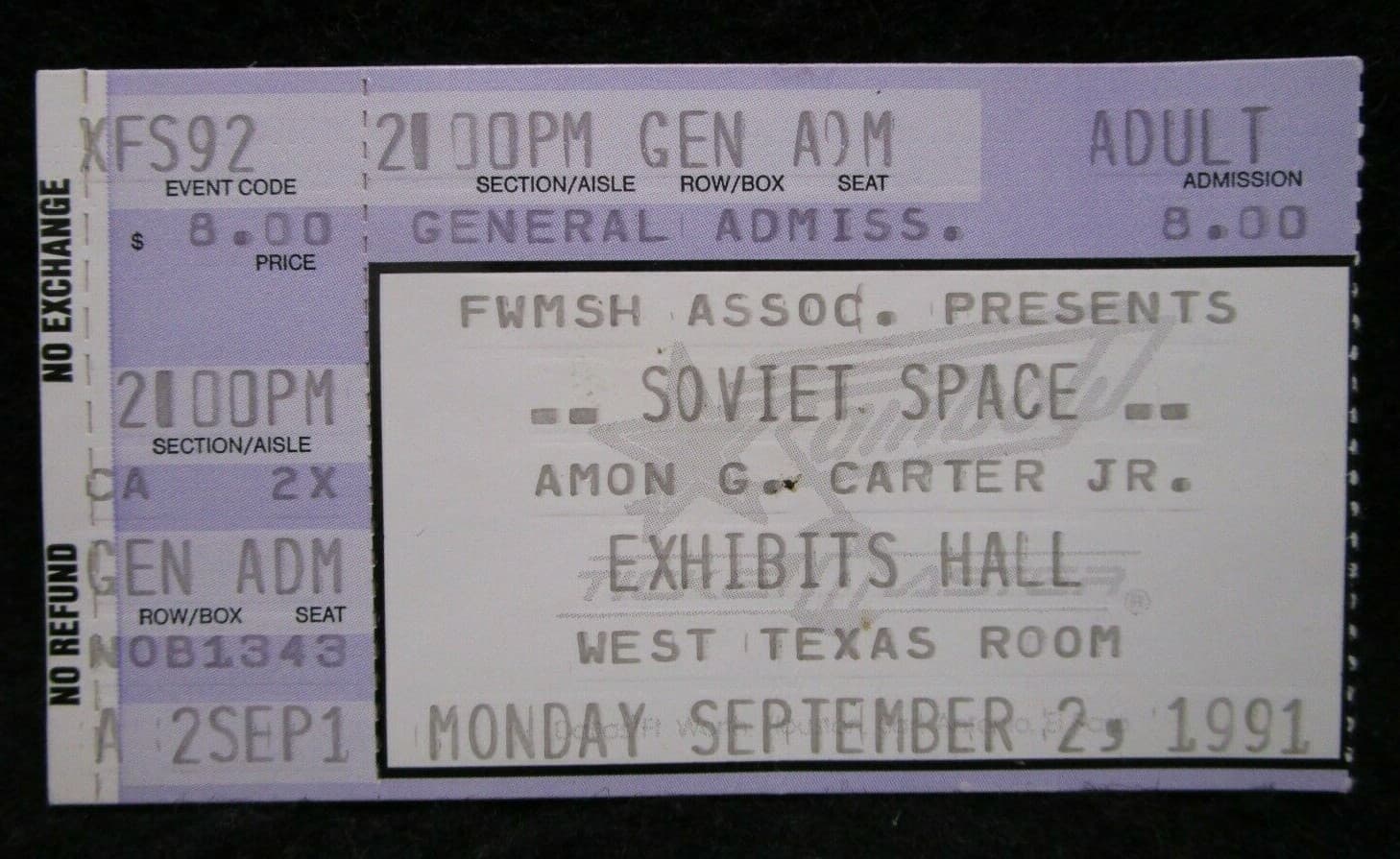 Soviet Space Traveling Space Exploration Exhibit Ticket Stub 1991 Exploration