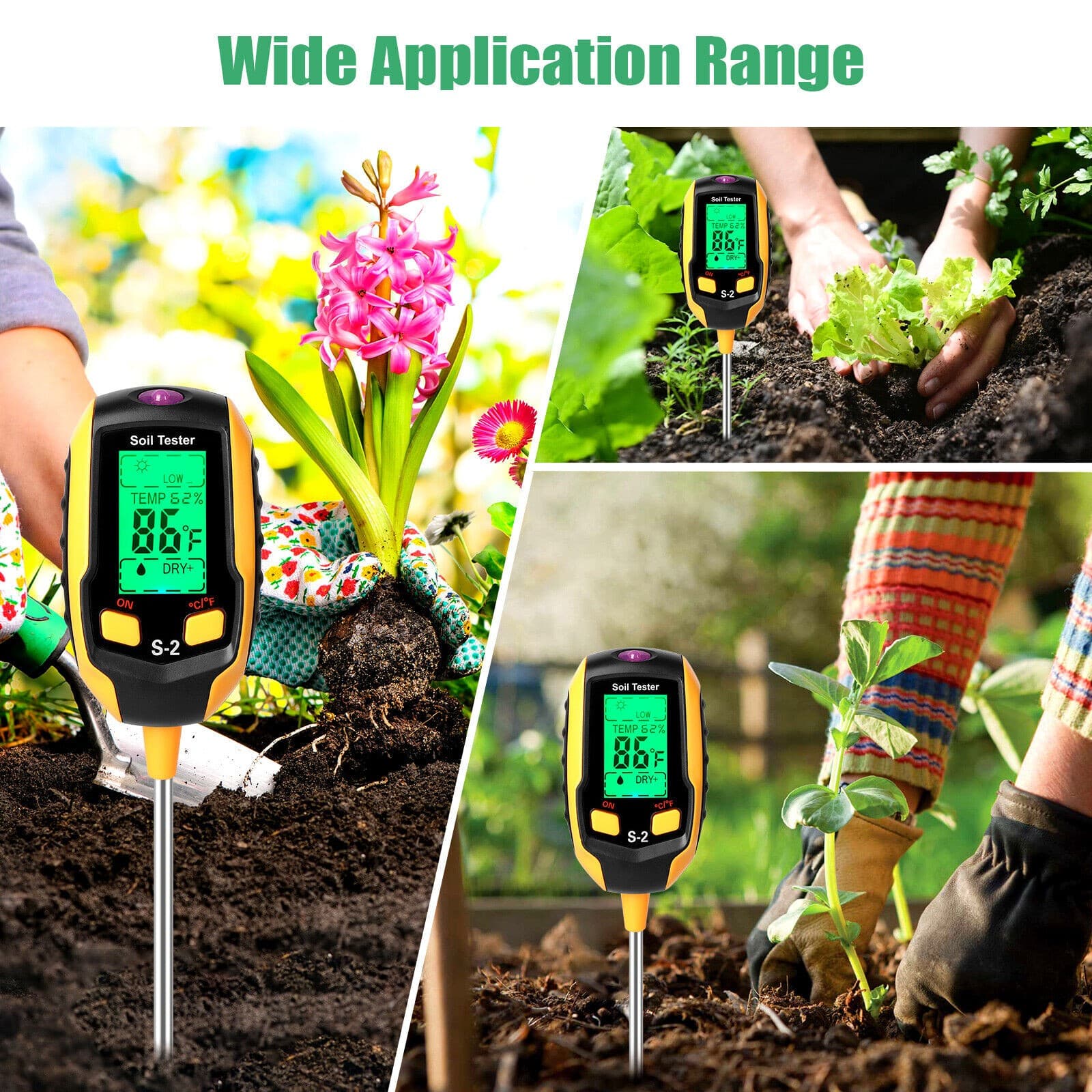 Digital PH Soil Tester LCD Moisture Plant Water Temperature Humidity Test Meter 5