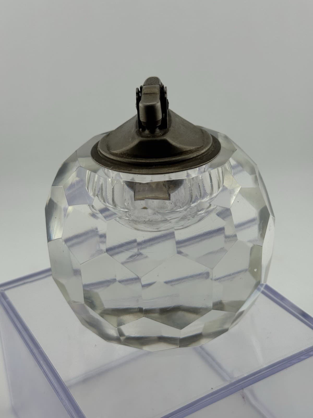 Vintage Japan Table Lighter Hand Cut Glass-Crystal 1970s 2