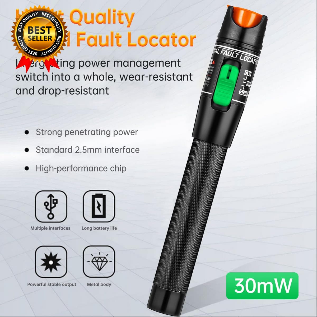 Visual Fault Locator Fiber Optic Tester VFL Fiber Optic Cable Tester Meter FC 2