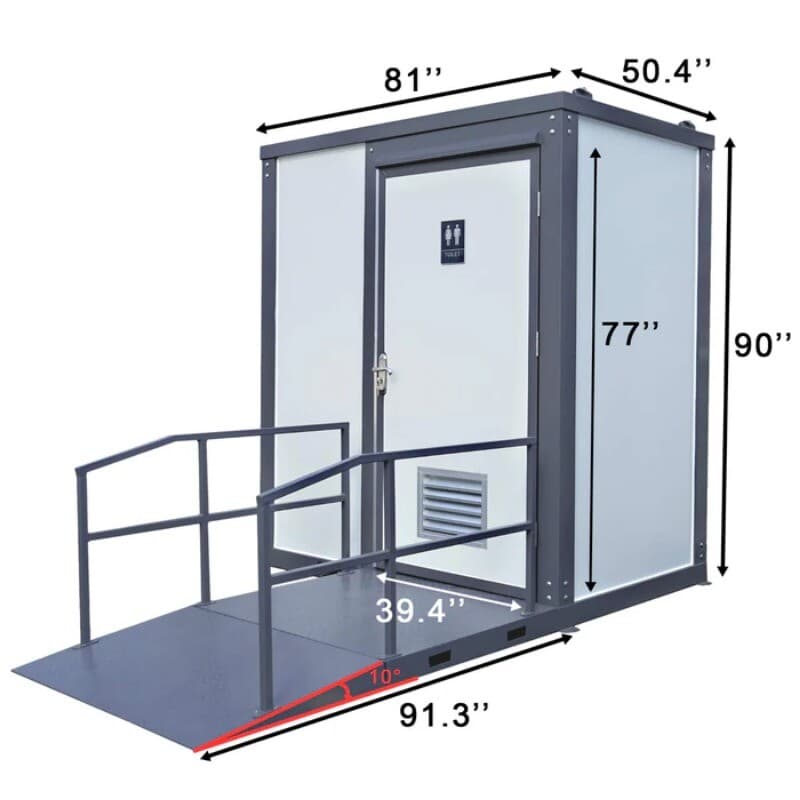 Handicap-Accessible Portable Restroom w/ Bowl & Sink Mobile Toilet for Disabled 2