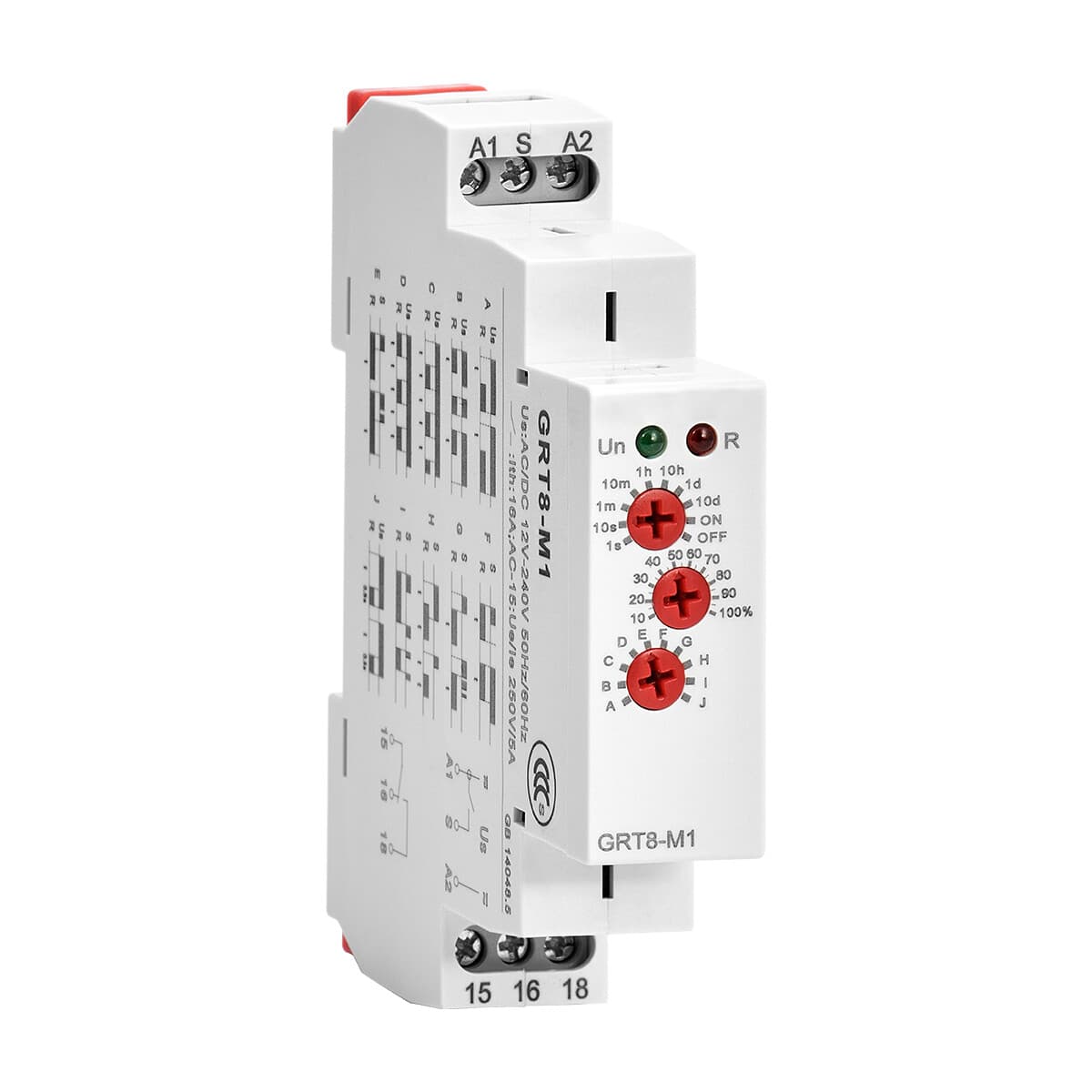 Multifunction Time Relay with 10 Functions GRT8-M1 AC/DC 12V~240V 16A 1×SPDT 4
