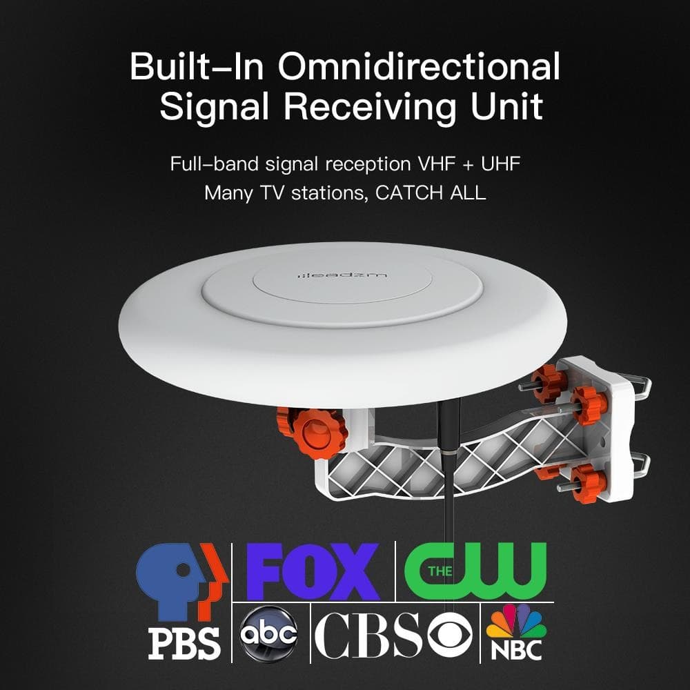 360° Omni-directional Outdoor TV Antenna RV Marine Gain Booster Digital UHF VHF 3