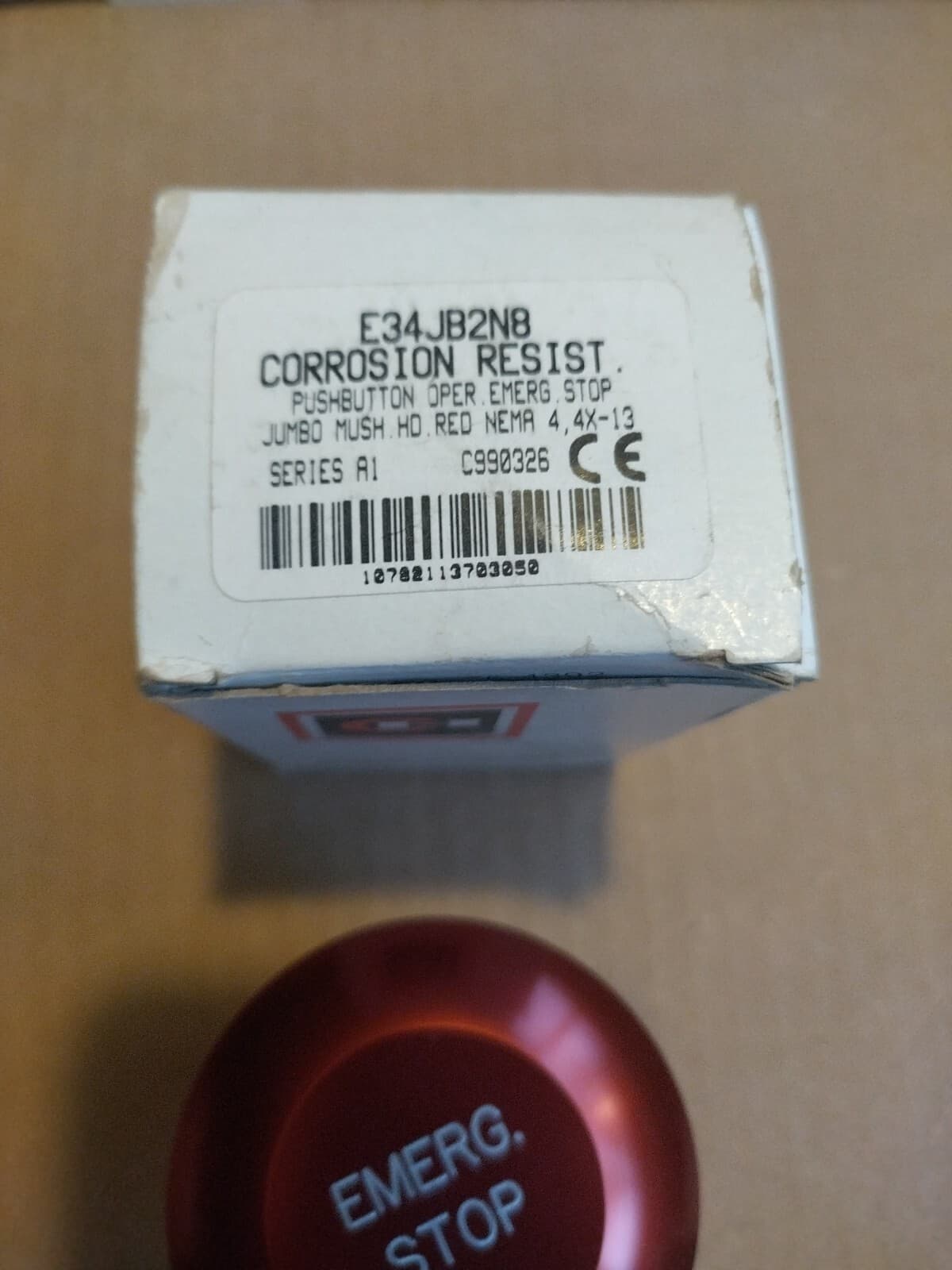 EATON CUTLER HAMMER E34JB2N8 RED Jumbo E Stop Push Button Oper Corrosion Res E43 2
