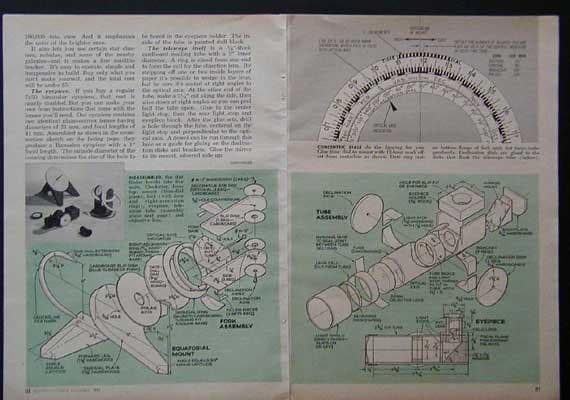Astronomers Star Finder Telescope 1961 How-To build PLANS 2