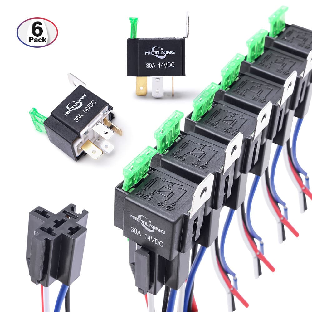 6 Pack Automotive Car Relays 5 Pin SPST Electrical Fuse Relay Switch Harness Set 3