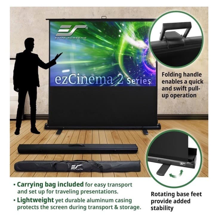 Elite Screens ezCinema 2 95" 16:9 Manual Floor Pull Up Projector Screen 5