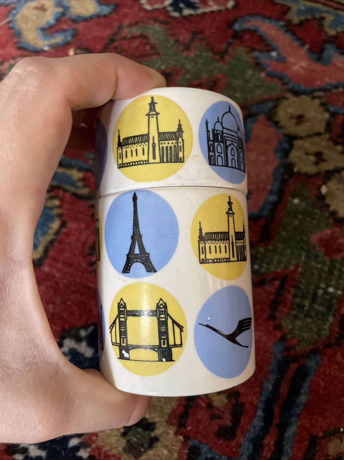 Vintage 60s Lufthansa Airlines Ceramic Jar Container Waechtersbach Sarotti MCM 4