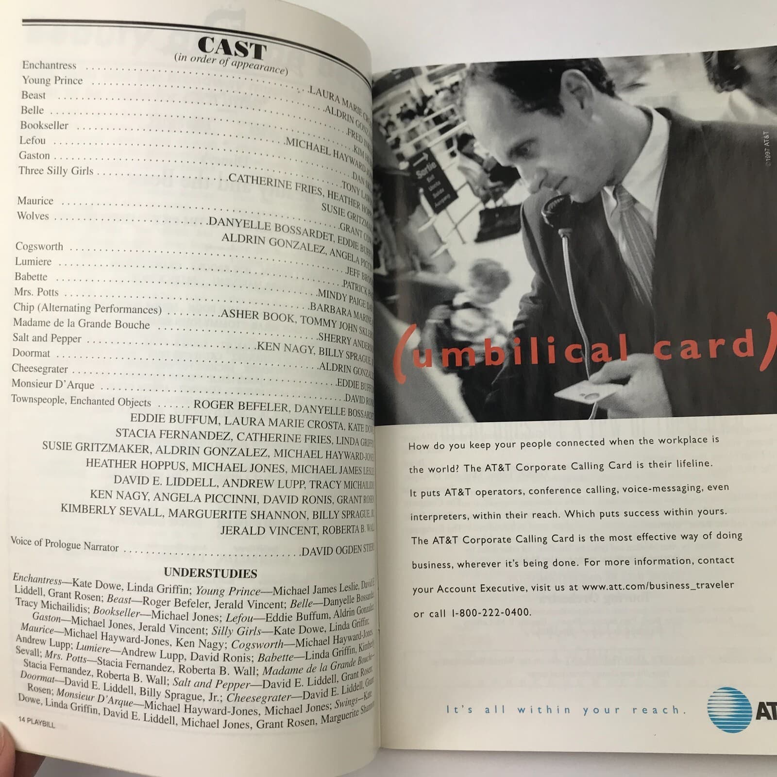 Vintage 1997 Disneys Beauty And The Beast Broadway Musical Playbill Dallas Texas 4