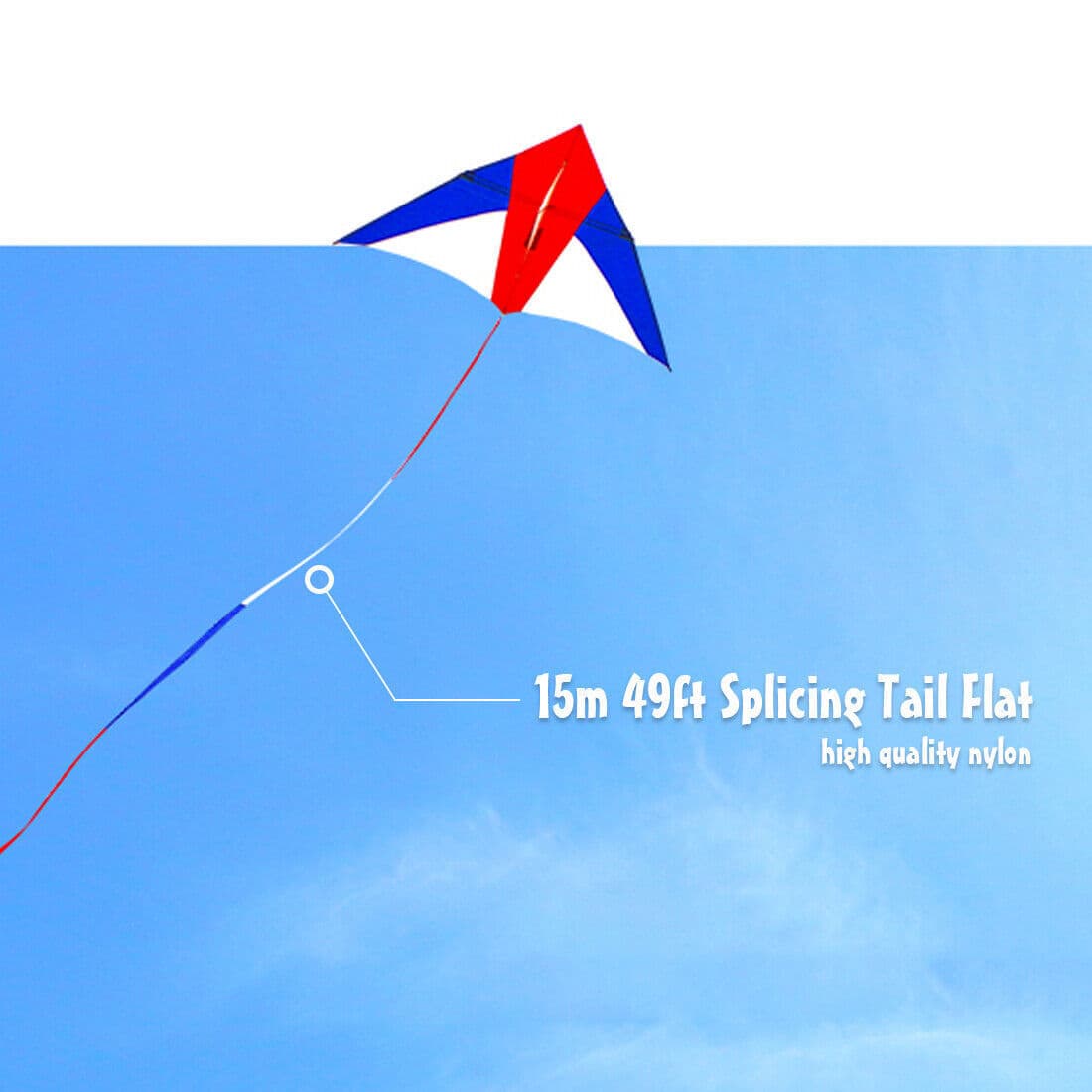 15M/49ft Rainbow Flat Nylon Kite Tail for Delta Kites Flying Children Toys&Gifts 6