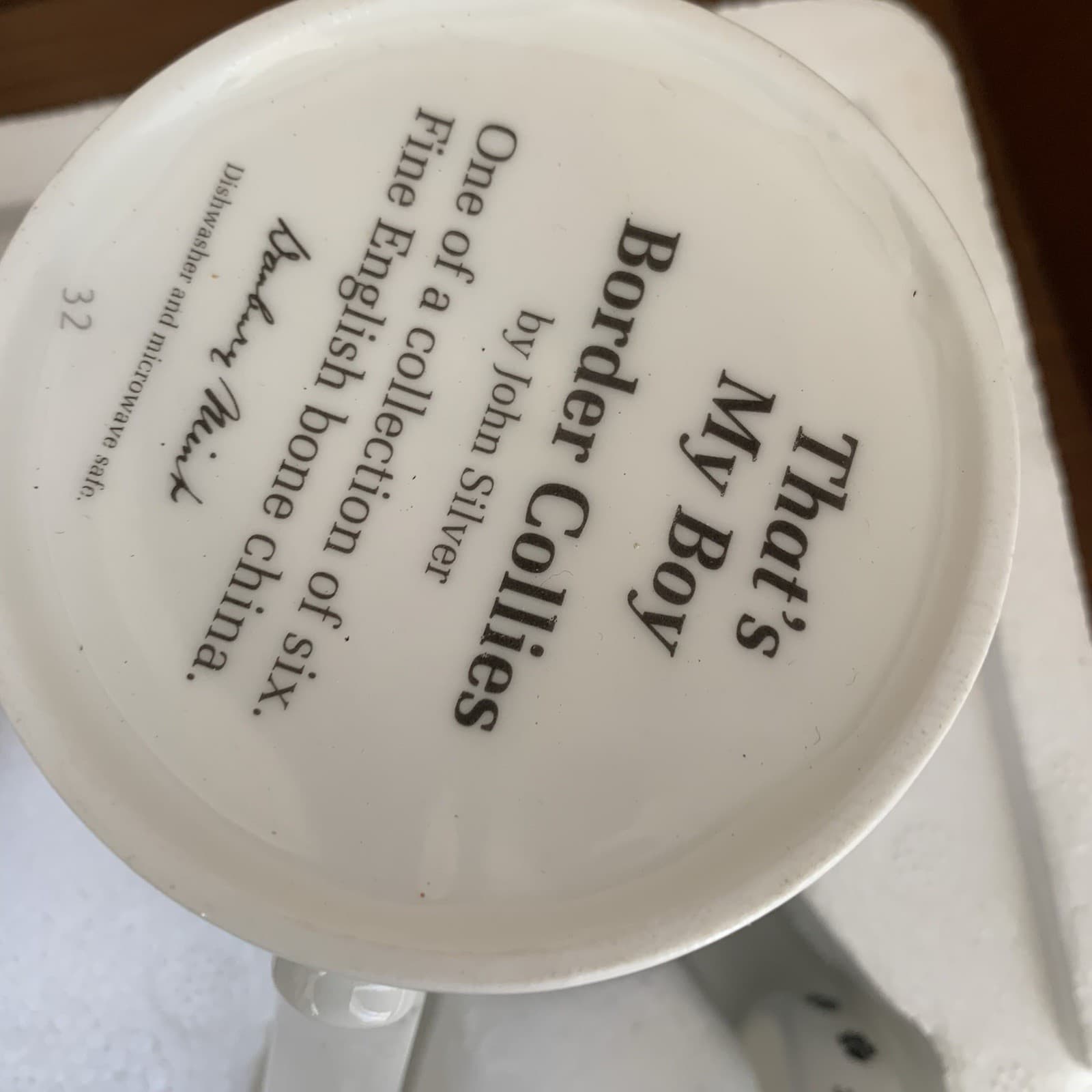 Danbury Mint Mugs x 6 Border Collies Dogs Bone China John Silver NEW 4