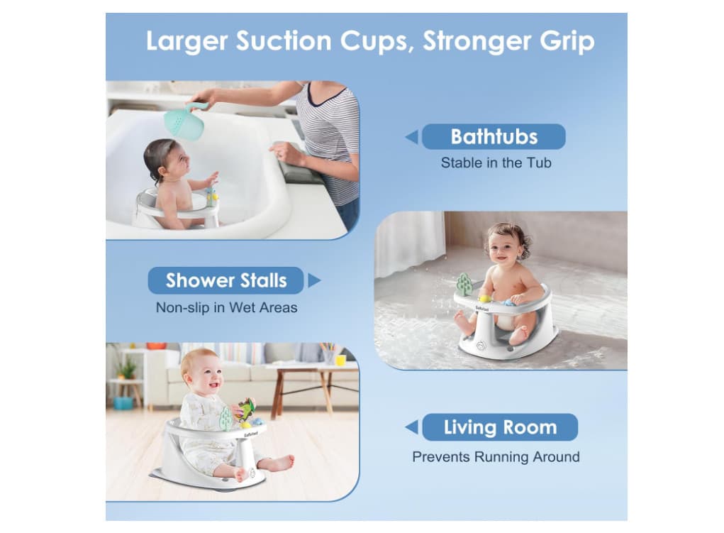 Asiento de baño para bebés de 6 meses en adelante, asiento de seguridad para bañ 5