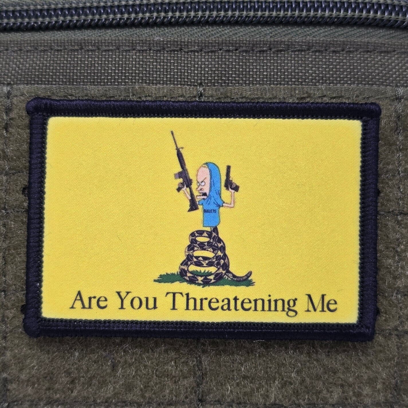 Gadsden Flag Beavis Patch Moral Tactical Are You Threatening USA Hook & Loop 3x2