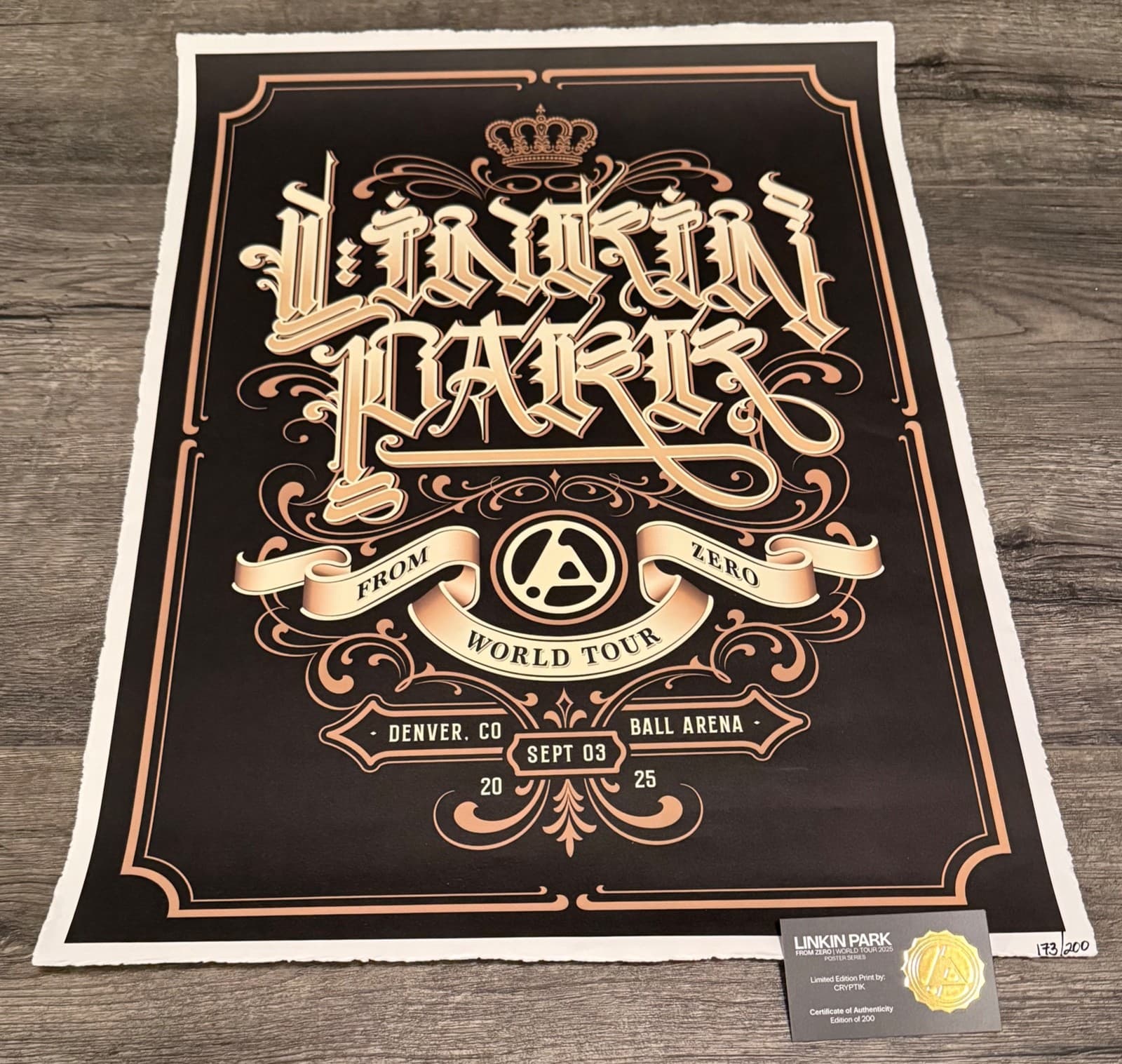 LINKIN PARK - DENVER, COLORADO 9/3/2025 Tour Event Poster #173/200 Ball Arena