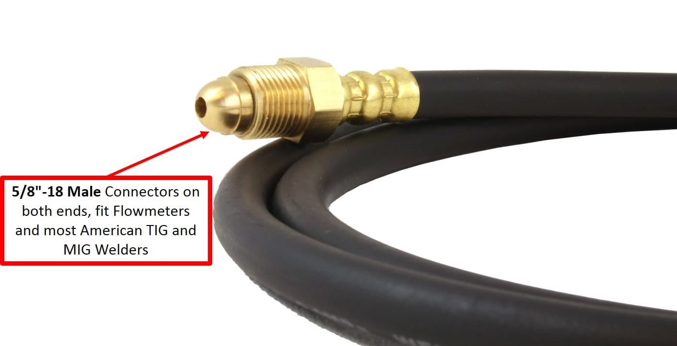 Industrial Argon Regulator/Flowmeter Gauges for MIG & TIG Welders + 5 Feet Hose 6