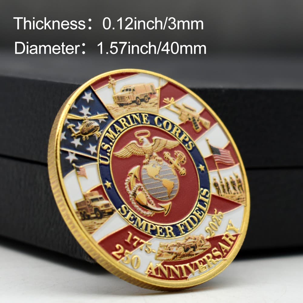 US Marine Corps 250th Anniversary Challenge Coin Commemorative Medal 3