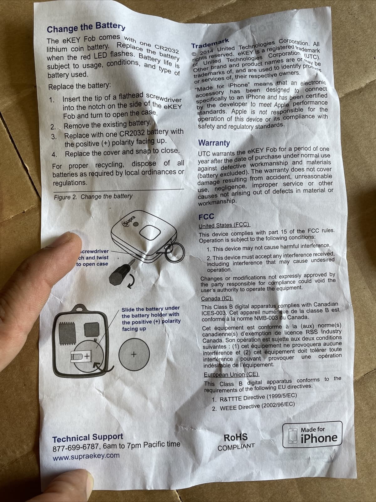 Supra eKey Fob Remote Control 10103451P1 6