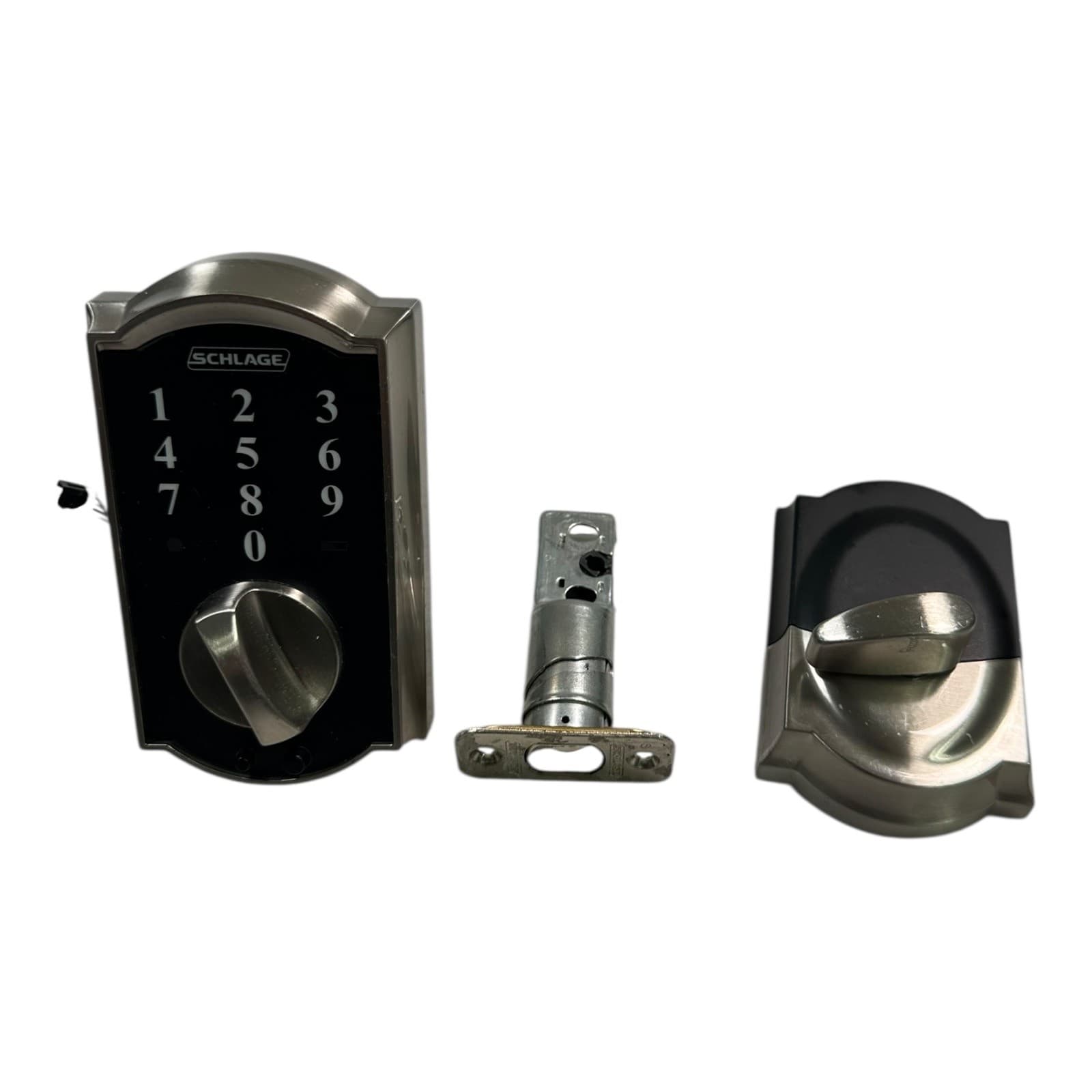 Schlage Keypad Deadbolt Lock Camelot Satin Nickel BE375 (Tested, No Screws)