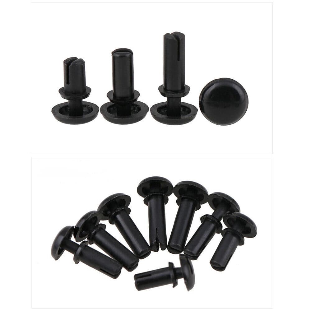 US Stock 100pc R5065 Nylon Push-Type Rivets Black Plastic Letter Rivets M5X6.5mm 5
