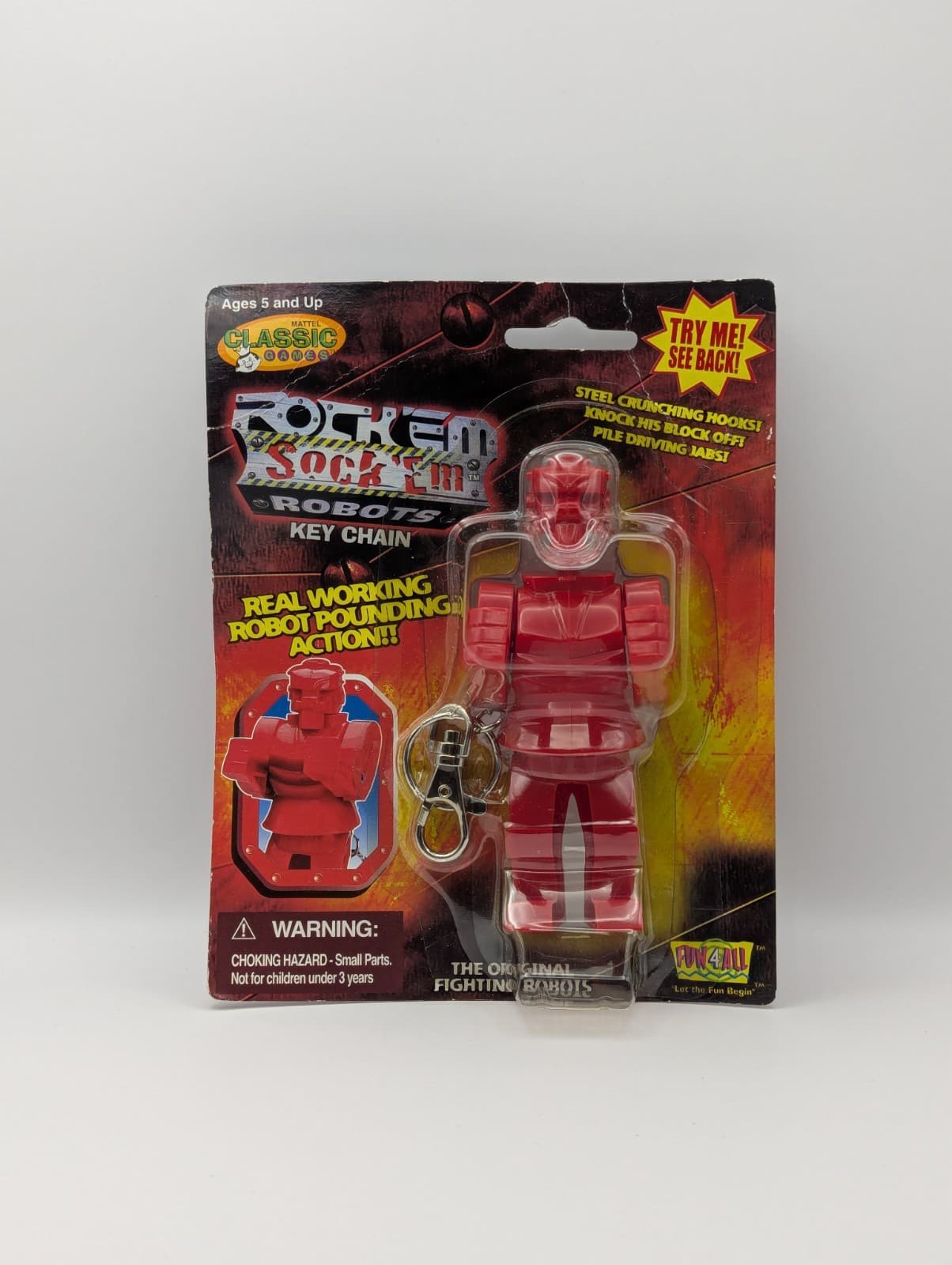 2001 Mattel Rock'em Sock'em Robots Keychain - Red Rocker