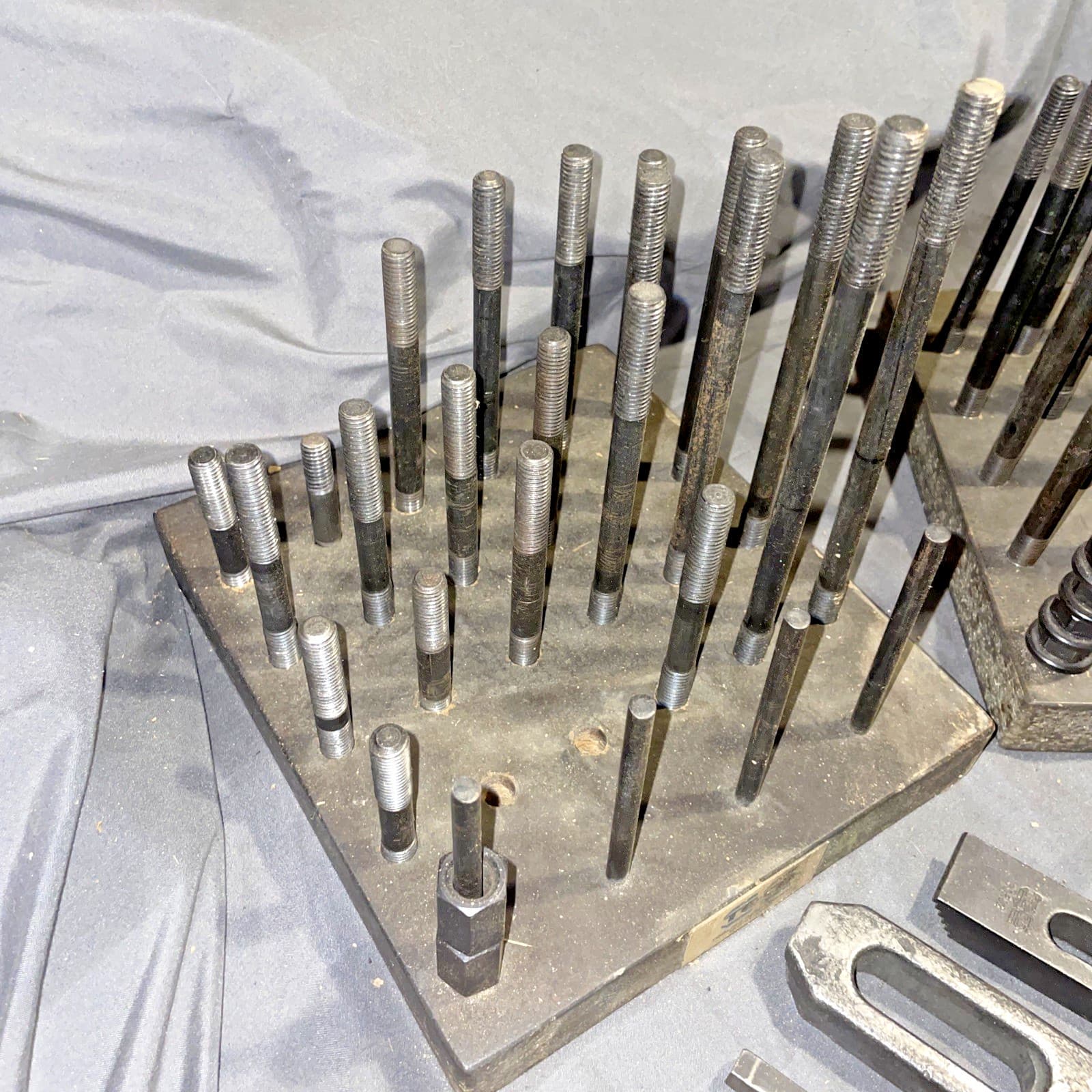 Two Teco Machinist Tooling Hold Down Parts Racks w/ 46 Studs, 4 Clamps, Nuts 2
