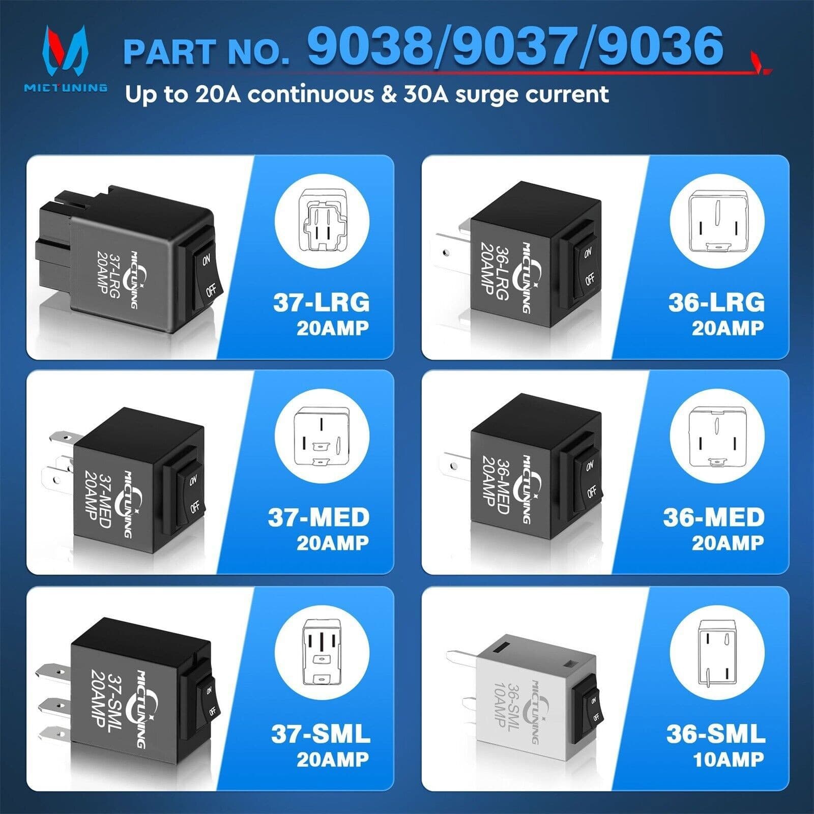 9038 / 9037 Relay Bypass Switch, Relay Tester, Relay Bypass Switch Kit, 6-Pack 3