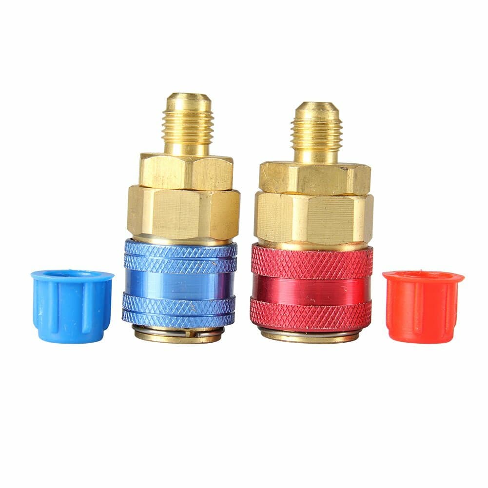 Auto A/C Manifold Air Condition Quick Connector Coupler High Low Adapters Kit 6