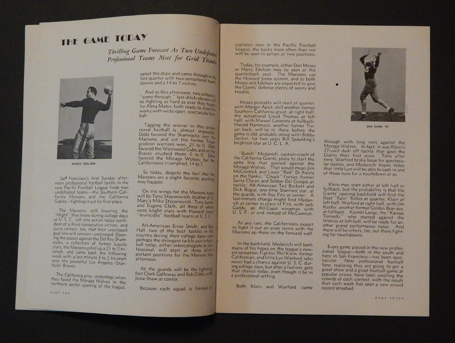 1934 PACIFIC FOOTBALL LEAGUE PROGRAM SC MAROONS CALIFORNIA GIANTS SEALS STADIUM 3