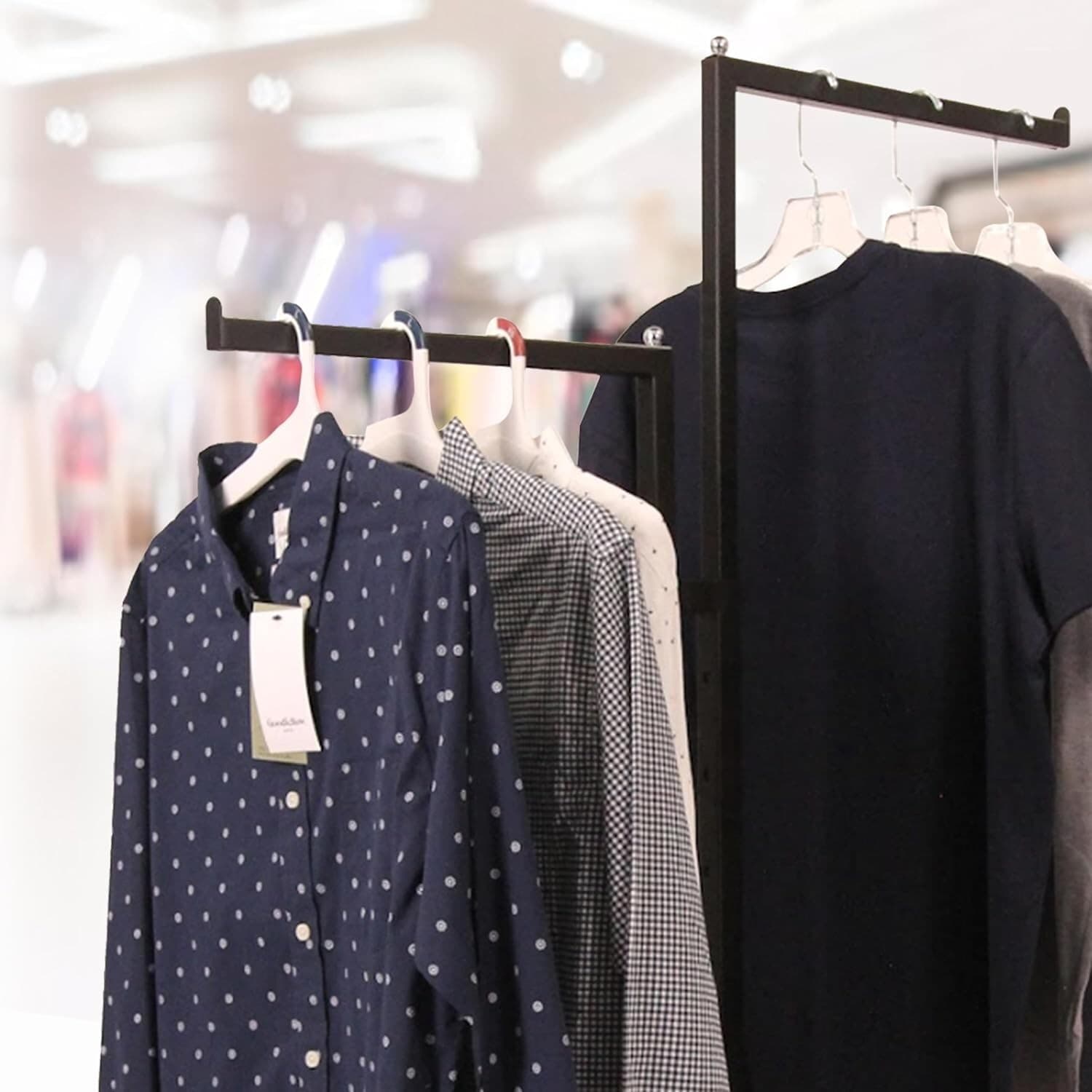 Clothes Rack Two Way 2 Straight Arms Clothing Retail Display Black 72" Metal 4