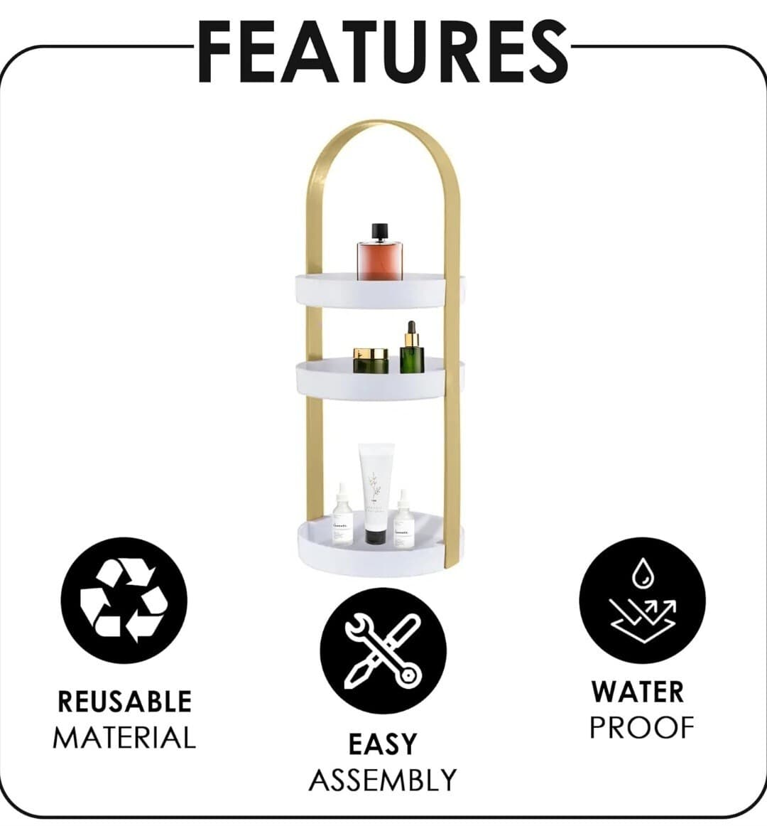 Kitchen Counter 3 Tier Organizer Bathroom Multipurpose Waterproof Storage Shelf 2