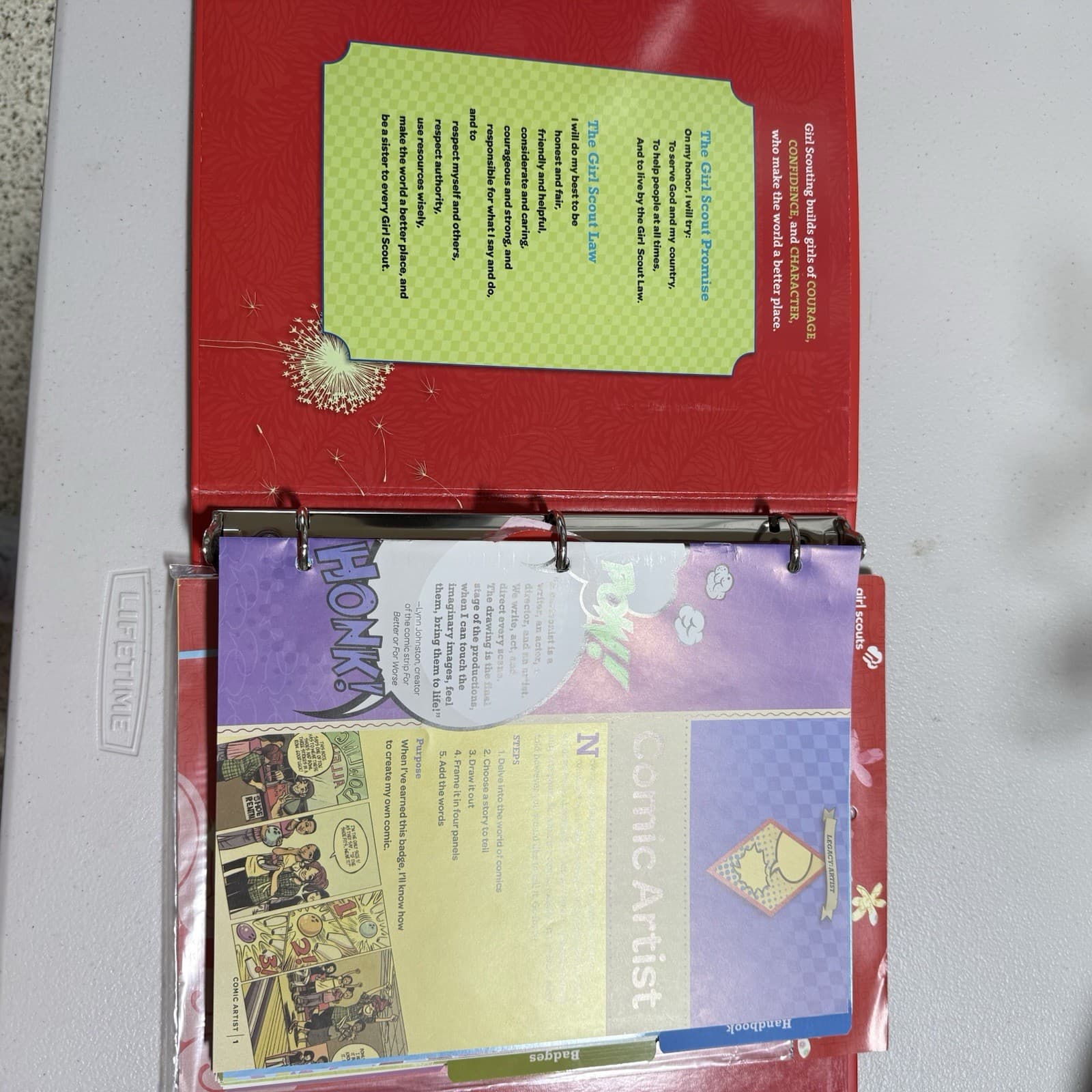 Girl Scout Cadette A Girls Guide To Scouting Binder Book Handbook + 2 Badges 4