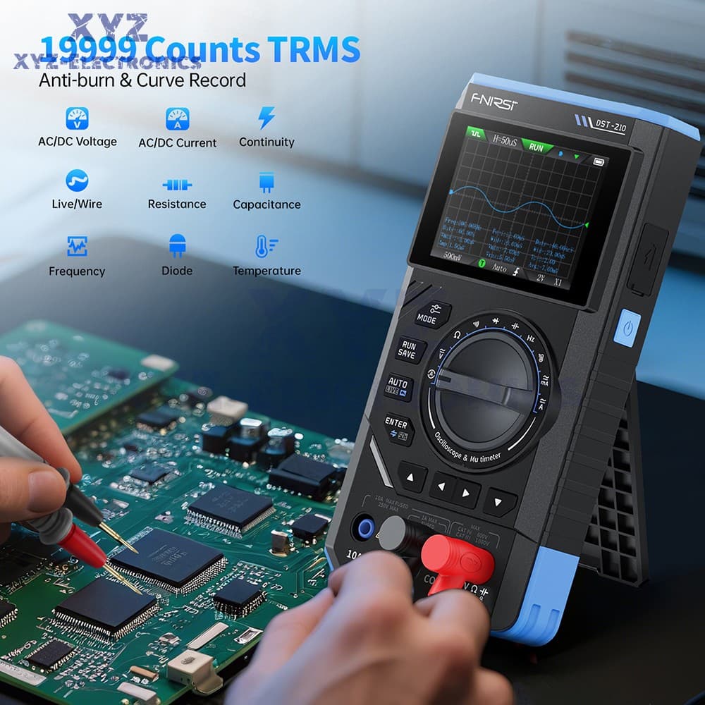 FNIRSI DST-210 3-IN-1 Digital Oscilloscope Multimeter Signal Generator AC/DC US 5