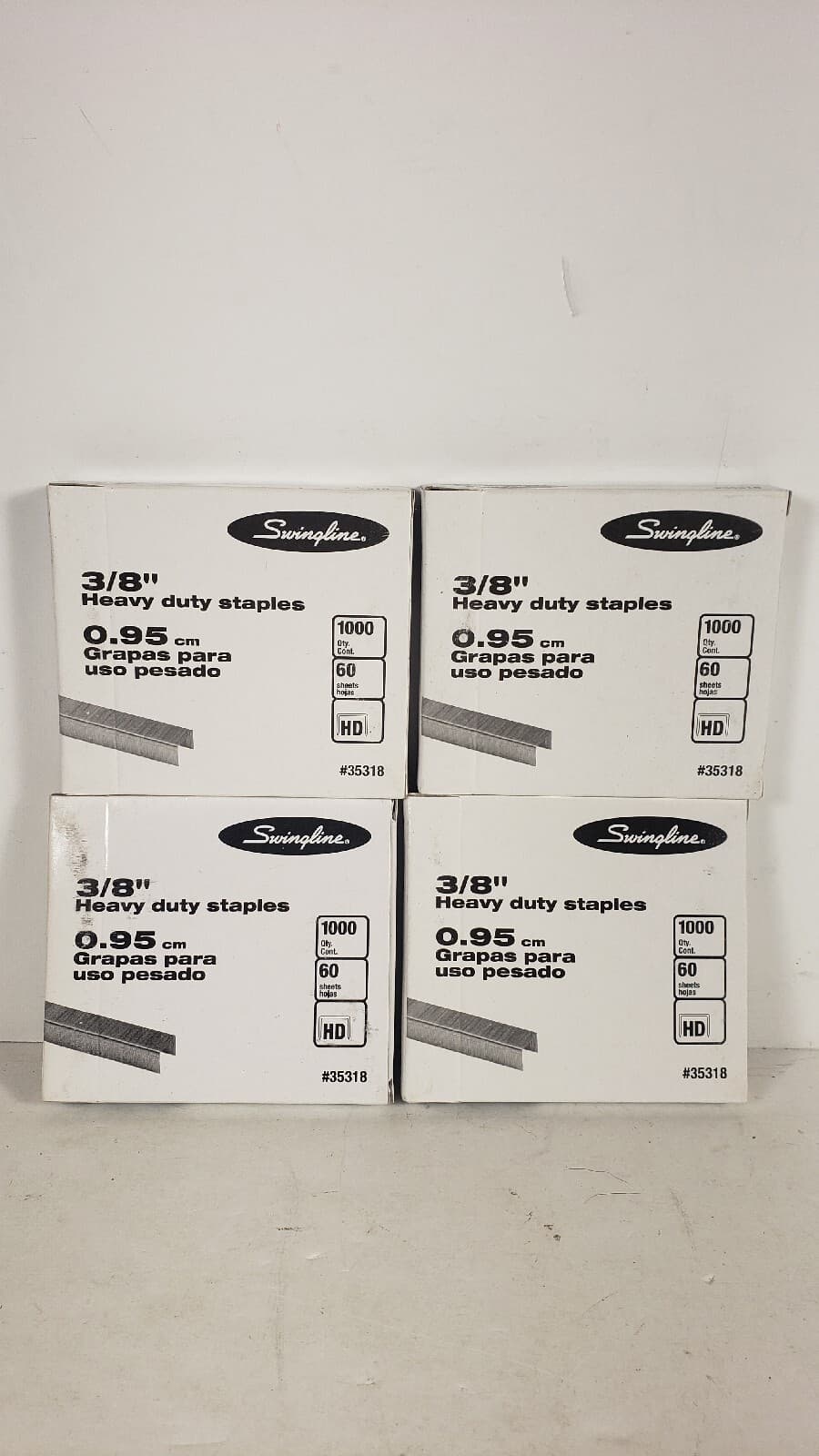 Swingline Heavy Duty Staples, 3/8, 1000 in box pack of 4 60 sheets 2