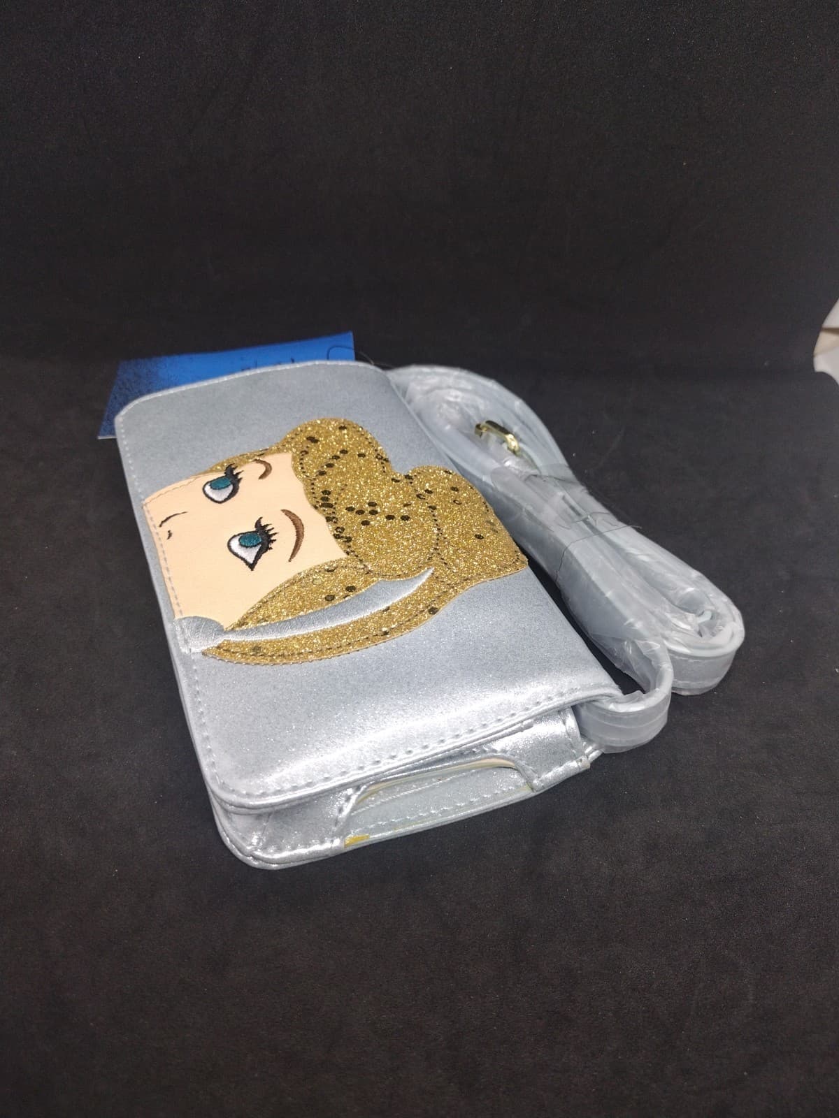 Disney Cinderella Phone Crossbody Bag Purse Danielle Nicole Blue glitter 5