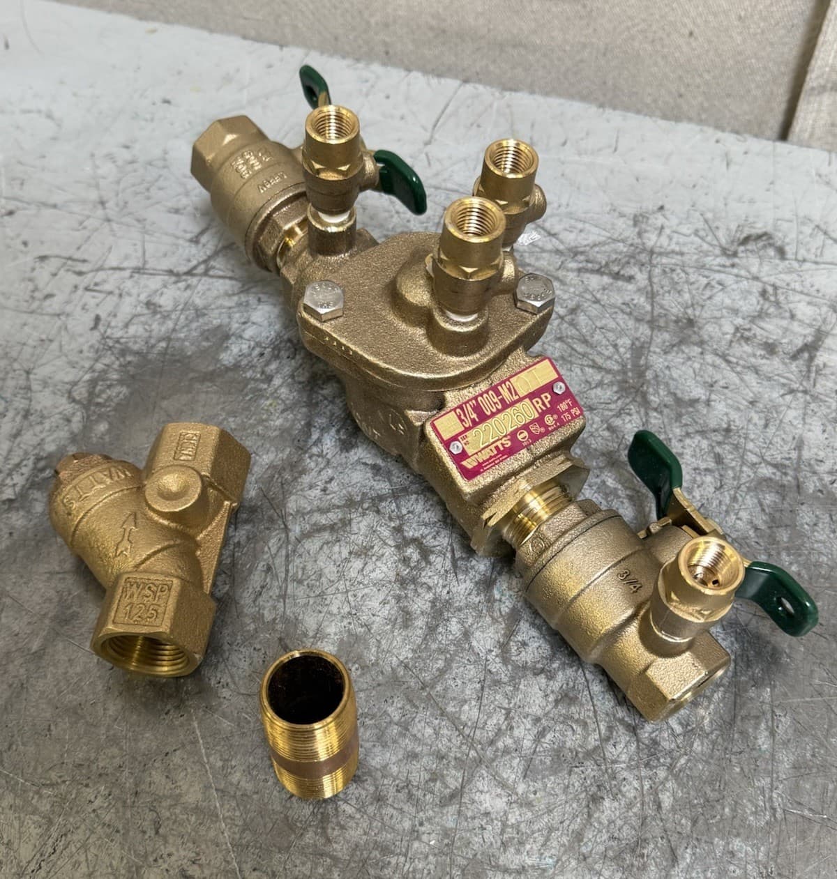 WATTS 009M2QTS-3/4" Reduced Pressure Zone Backflow Preventer With Strainer Bronz 2