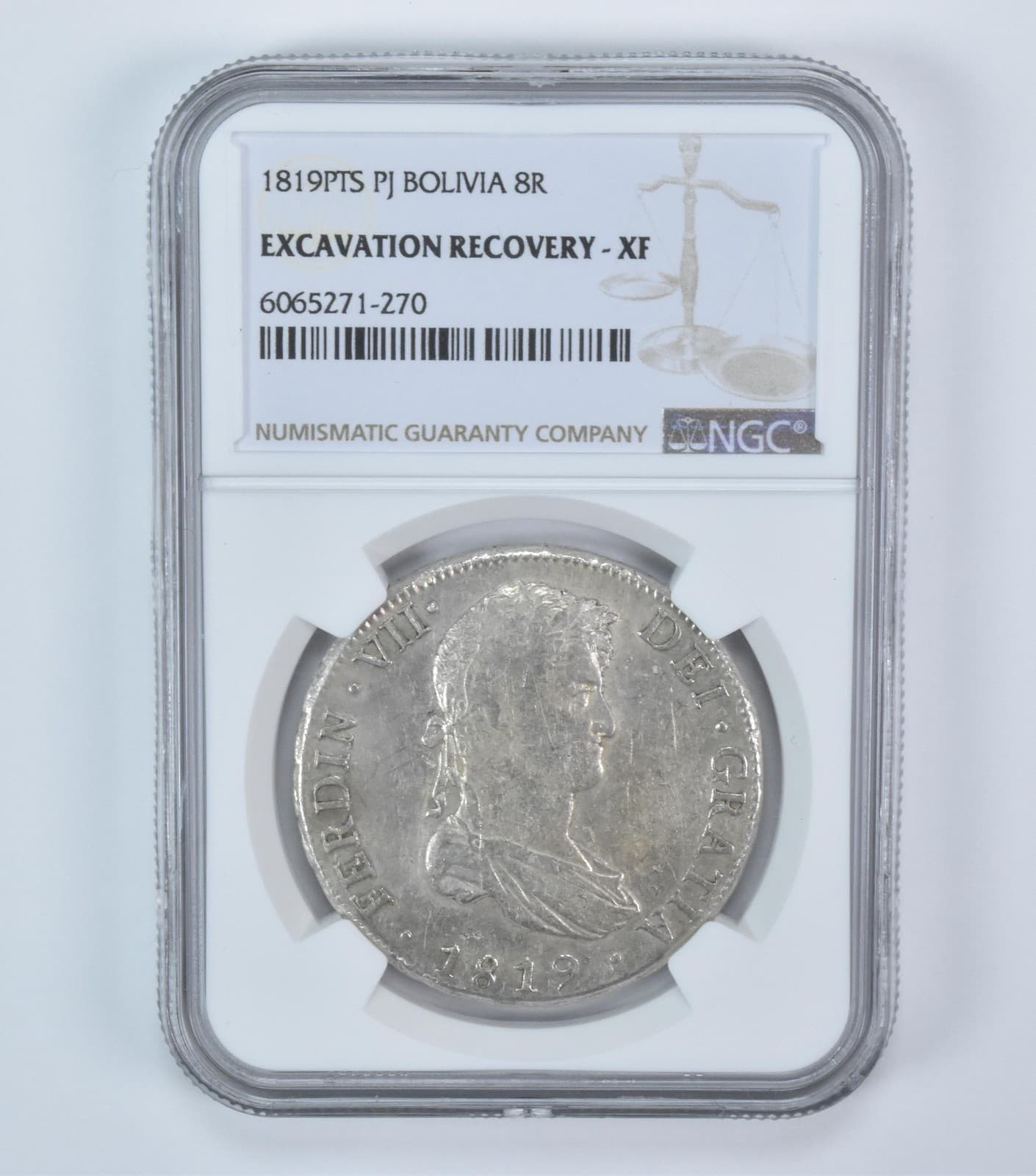 1819 PTS PJ Bolivia 8 Reales Excavation Recovery XF NGC *6018