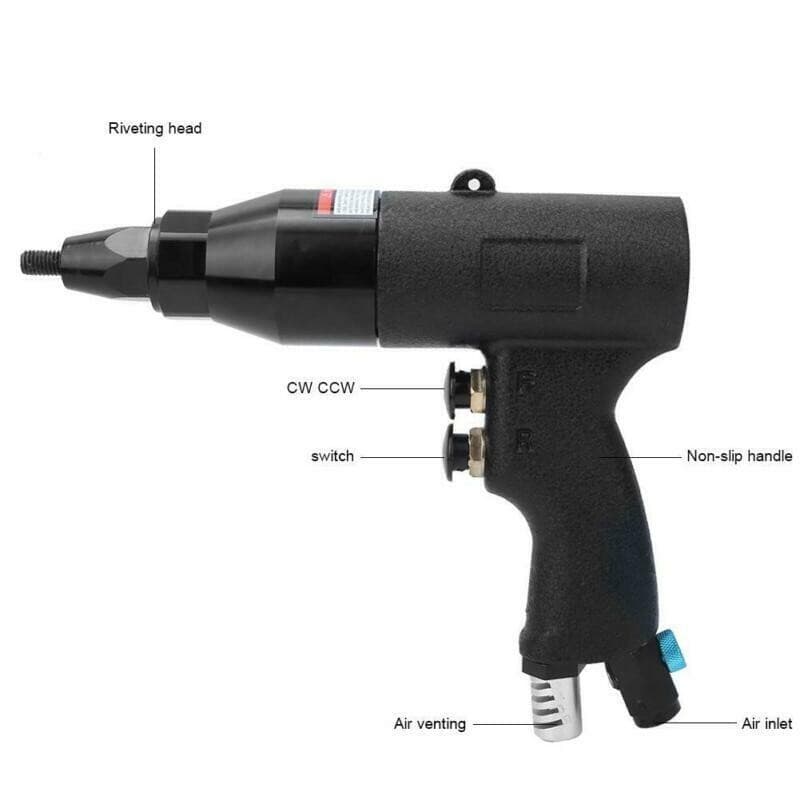 Pneumatic Rivet Nut Gun Rivnut Setting Gun Riveter Air Riveting Tool M6-M8 1/4'' 3