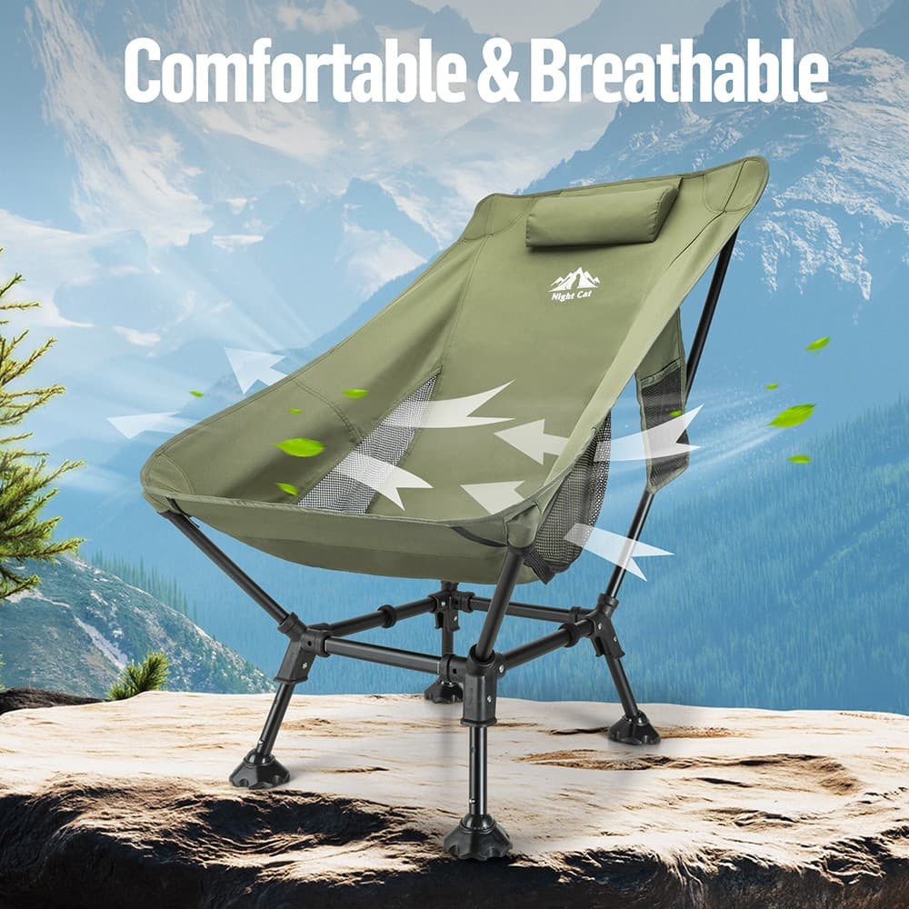 Lightweight Folding High Back Camping Chair with Head Support,Stable for Fishing 5
